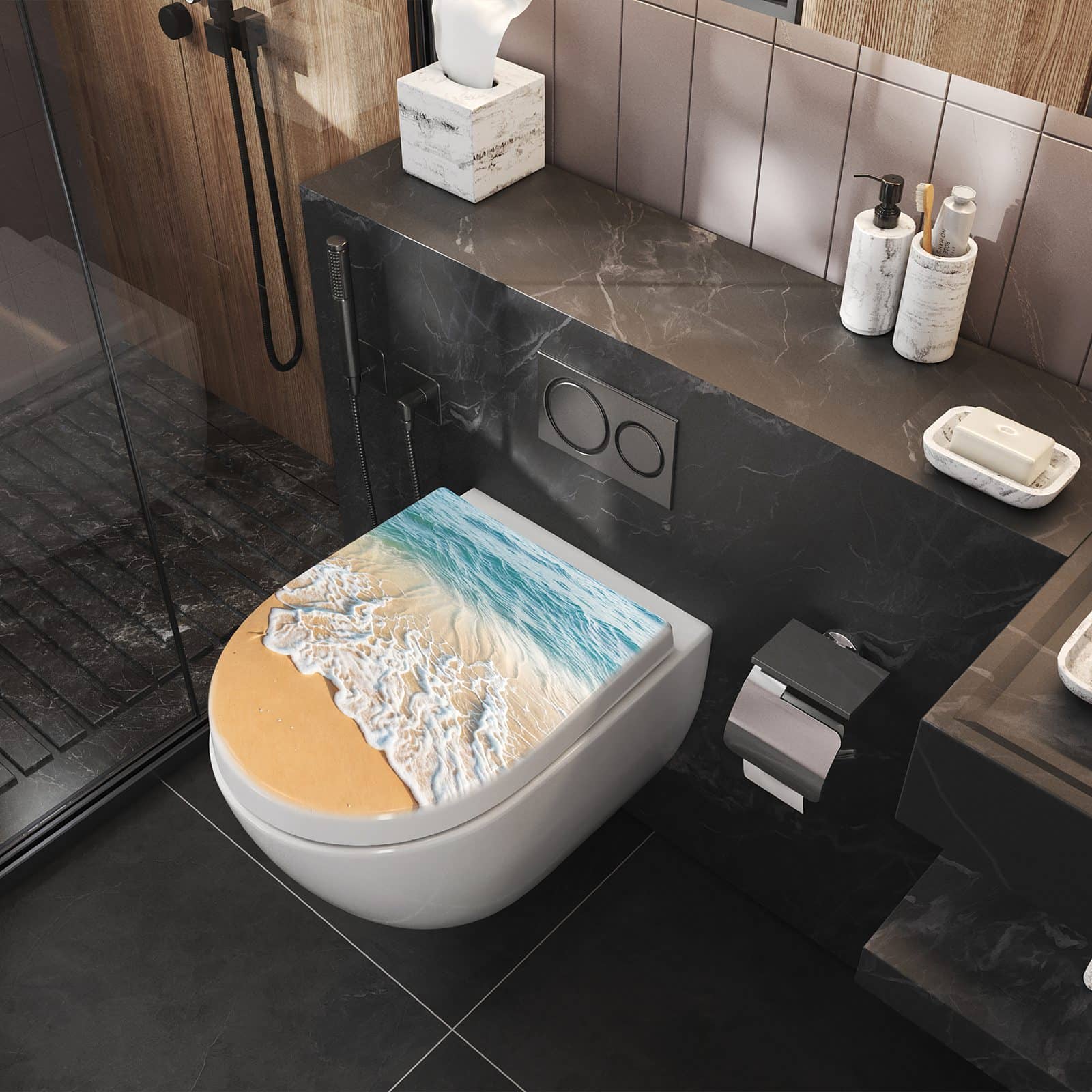 WC-Sitz mit Absenkautomatik Wellen am Strand