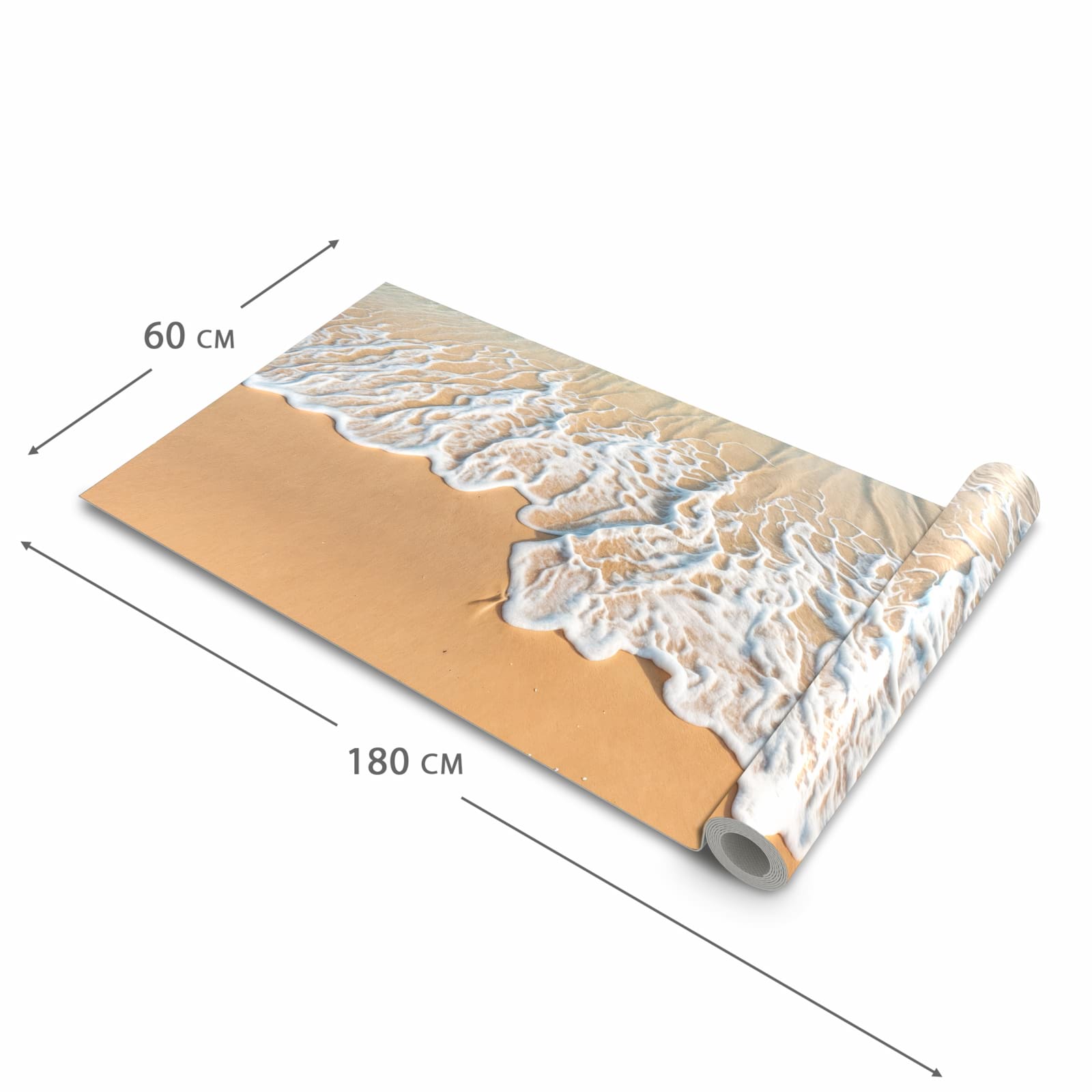 UV-beständiger Küchenteppich mit Motiv Wellen am Strand in der Grösse 60x180 cm