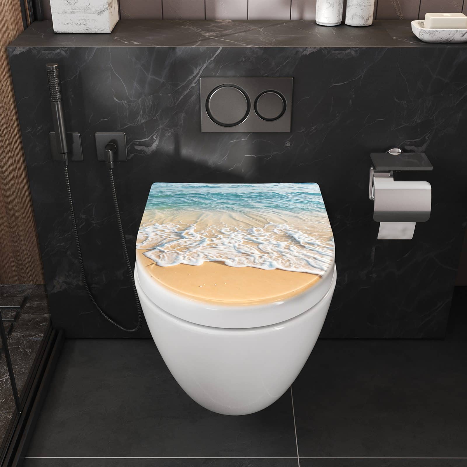 WC-Sitz mit Absenkautomatik Wellen am Strand