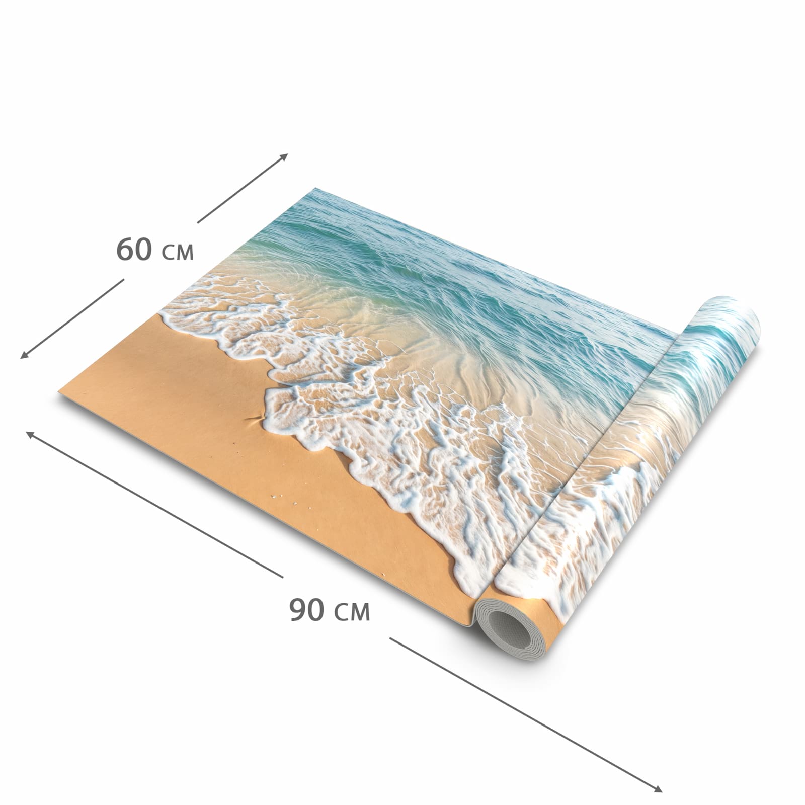Schmutzabweisender Küchenteppich mit Motiv Wellen am Strand in der Grösse 60x180 cm