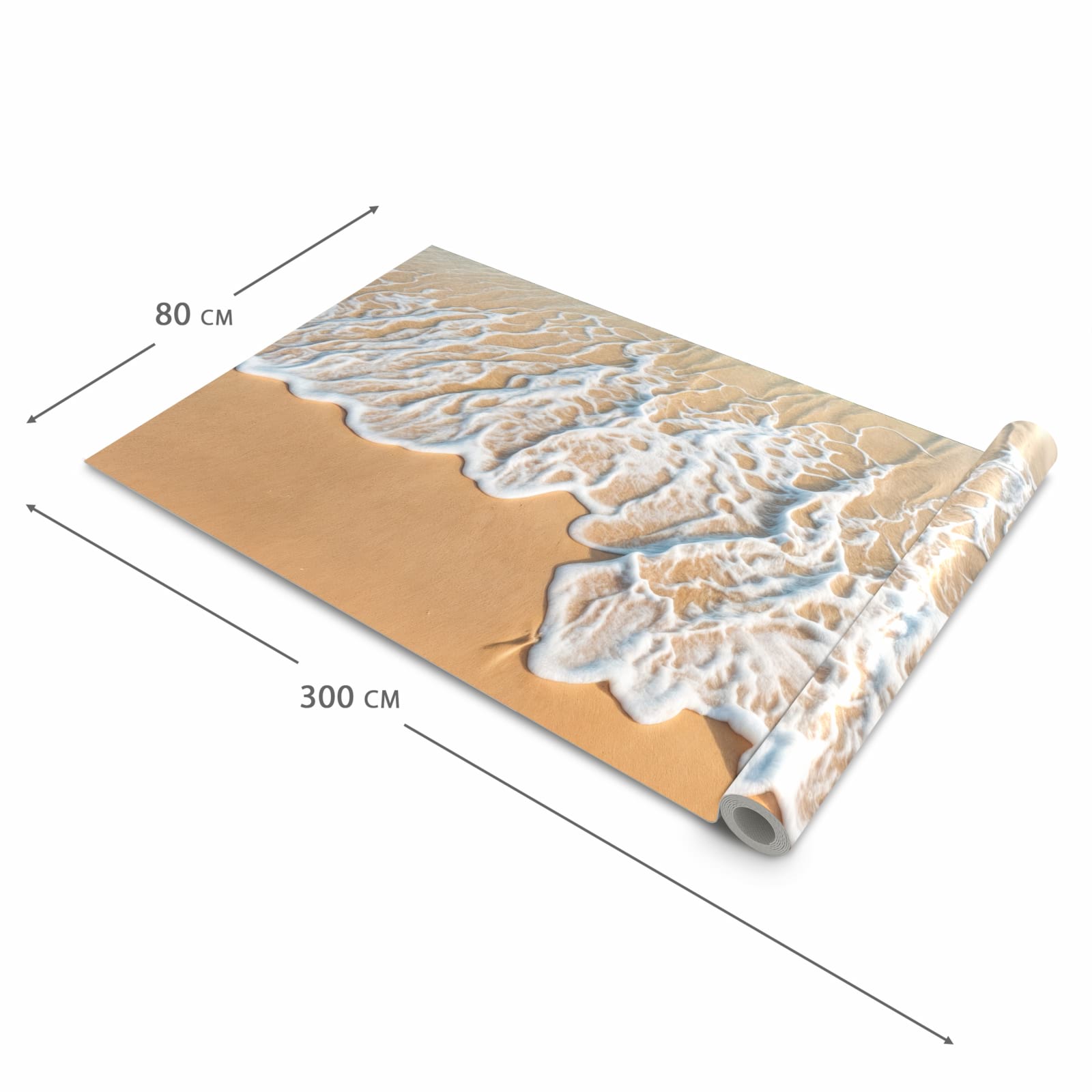 Pflegeleichter Küchenläufer mit Motiv Wellen am Strand in der Grösse 60x180 cm