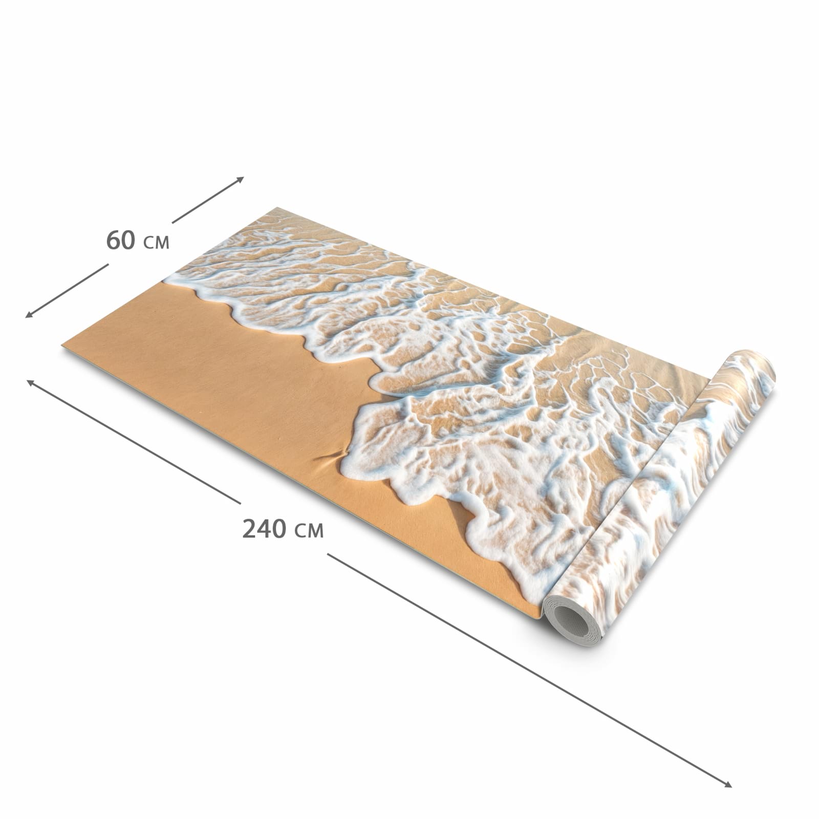 Komfortabler Küchenteppich mit Motiv Wellen am Strand in der Grösse 60x180 cm