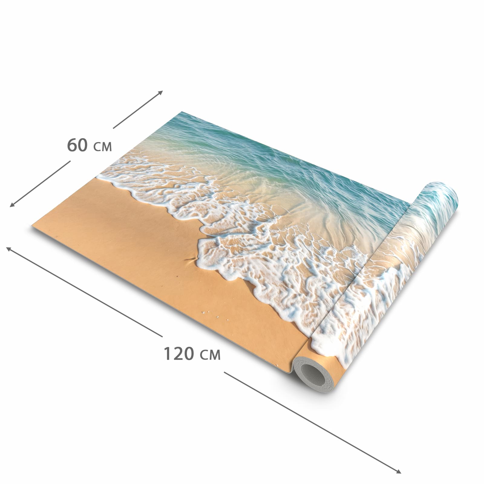 Geräuschdämpfender Teppich für die Küche mit Motiv Wellen am Strand in der Größe 60x180 cm