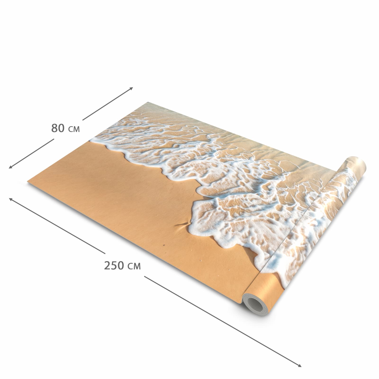 Langlebiger Küchenvorleger mit Motiv Wellen am Strand in der Grösse 60x180 cm
