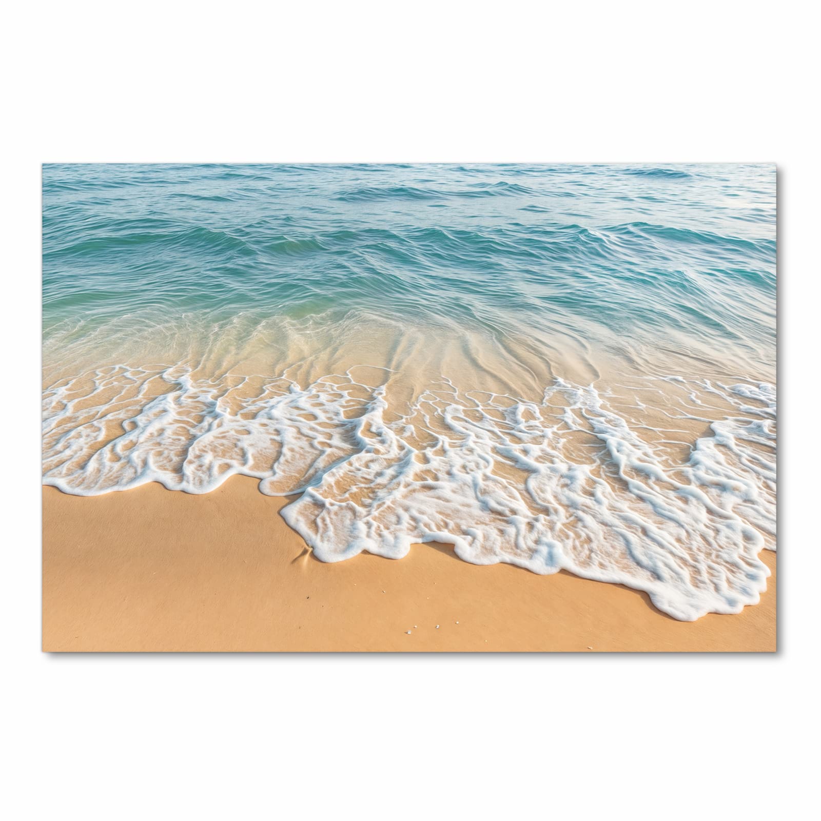 Schmutzabweisender rutschfester Küchenteppich mit Motiv Wellen am Strand in Frontansicht