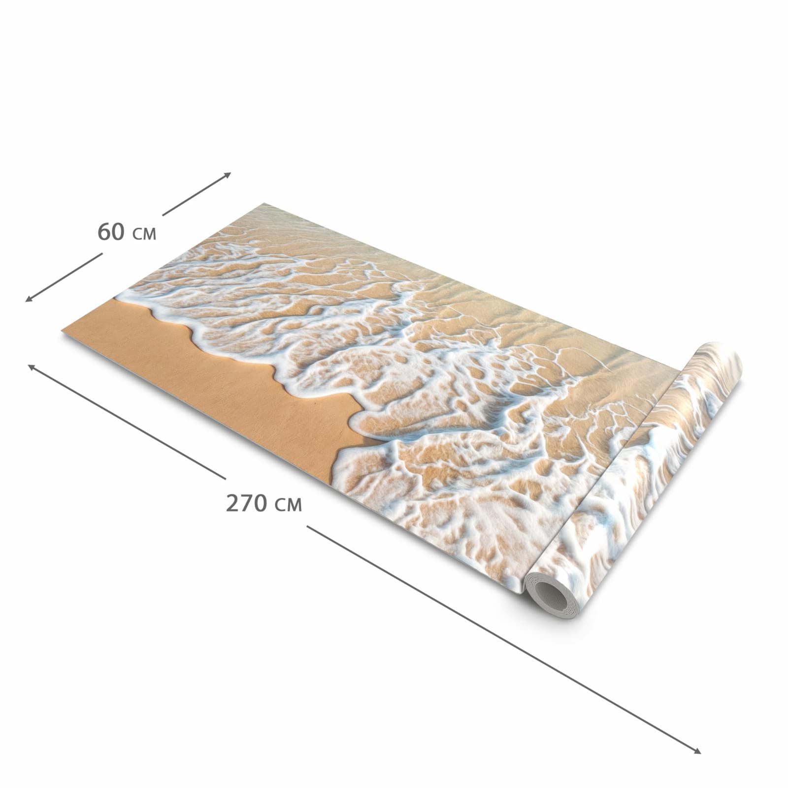 Wasserabweisender Läufer für die Küche mit Motiv Wellen am Strand in der Grösse 60x180 cm