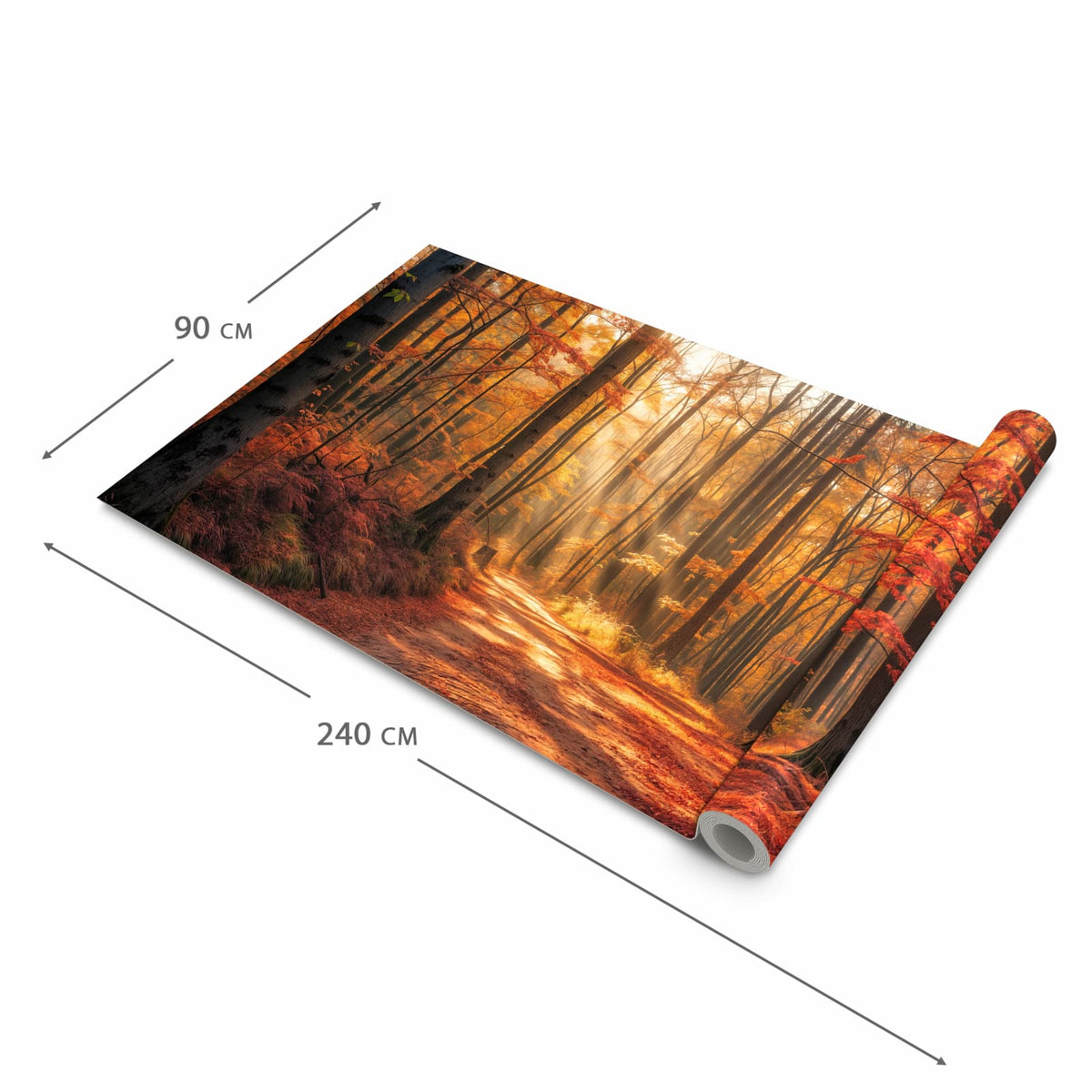 Zeitsparender Küchenteppich mit Motiv Herbstlicher Waldweg in der Grösse 60x180 cm