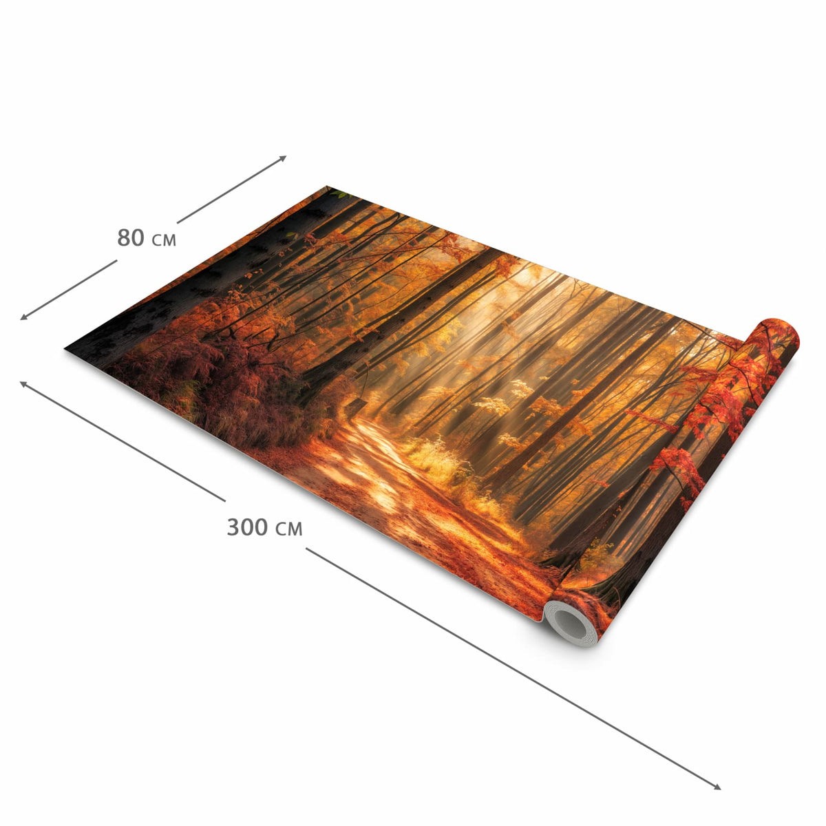 Formstabiler Küchenteppich mit Motiv Herbstlicher Waldweg in der Grösse 60x180 cm