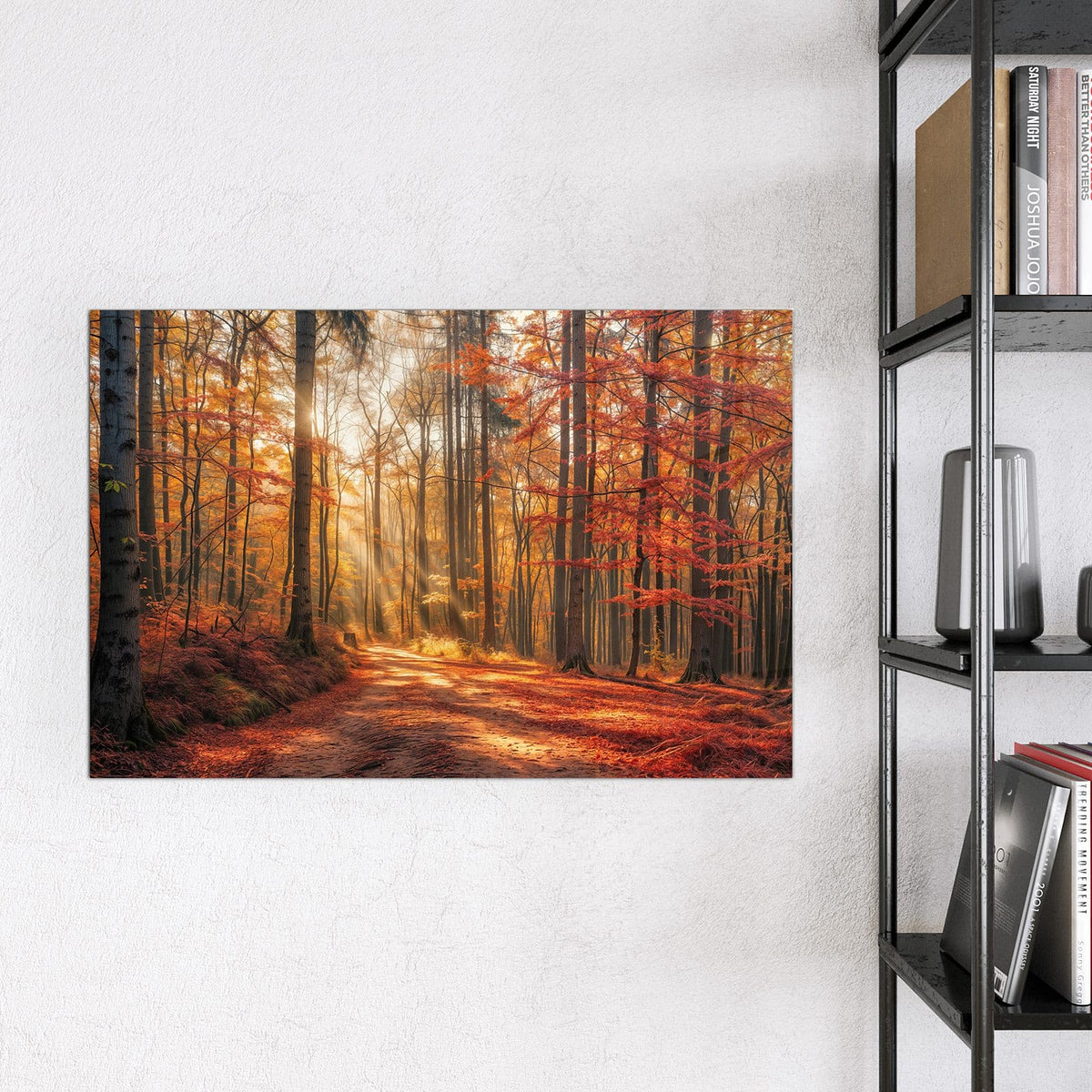 9 Größen – von 30 × 30 bis 120 × 90 cm – Magnettafel - Waldweg im Herbstlicht