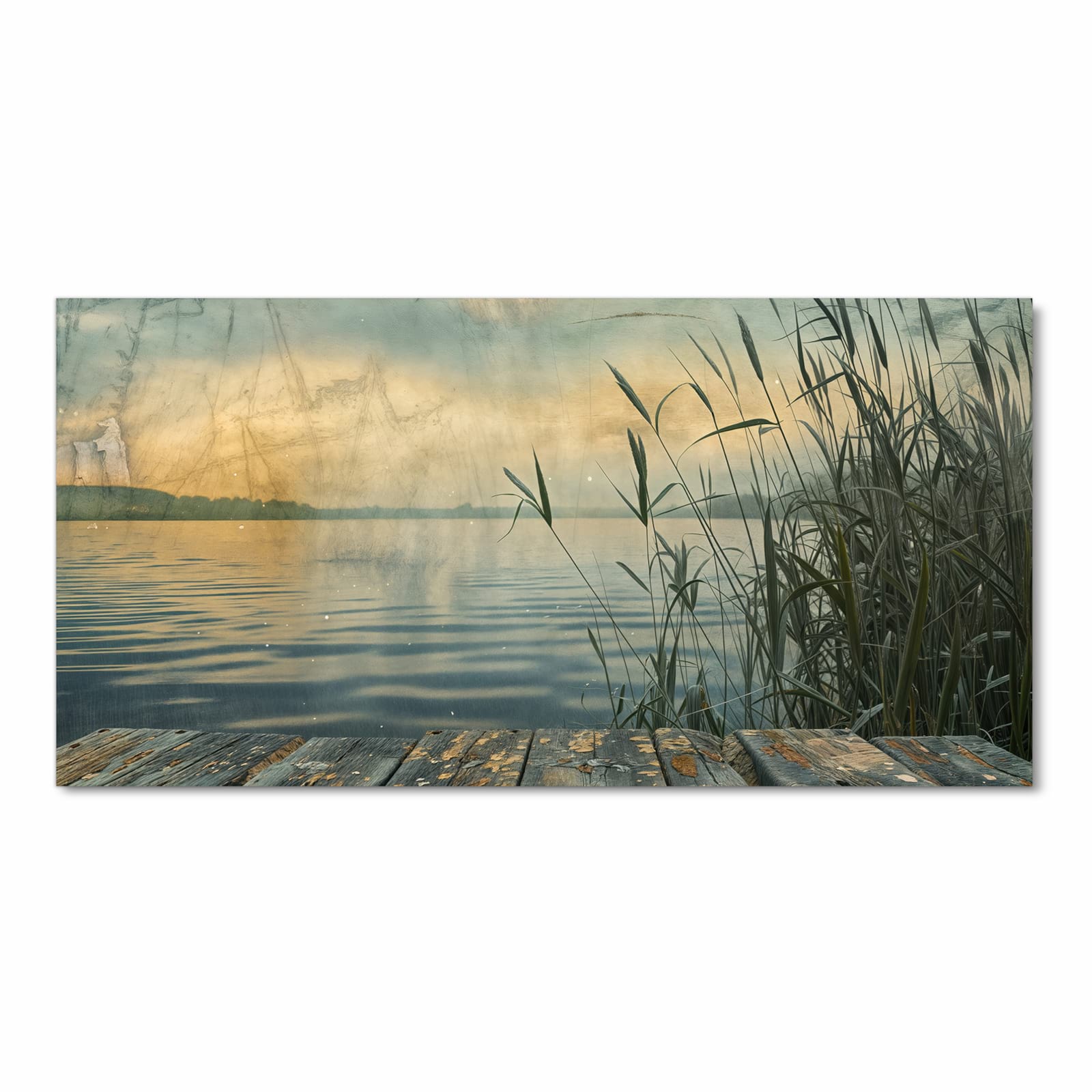 Schmutzabweisender Küchenläufer mit Motiv Seeufer Abendstimmung in Frontansicht