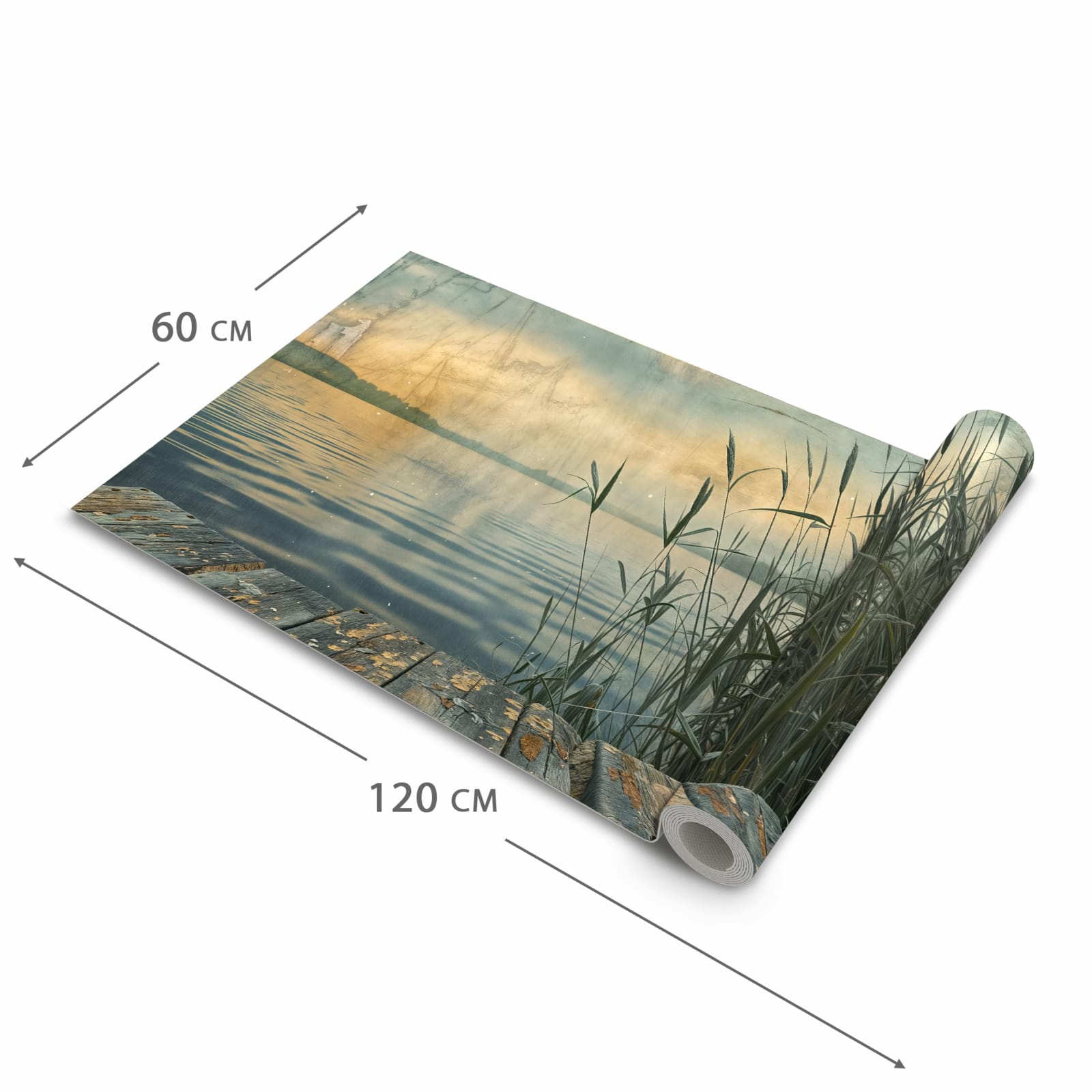 UV-beständiger Küchenteppich mit Motiv Seeufer Abendstimmung in der Grösse 60x150 cm