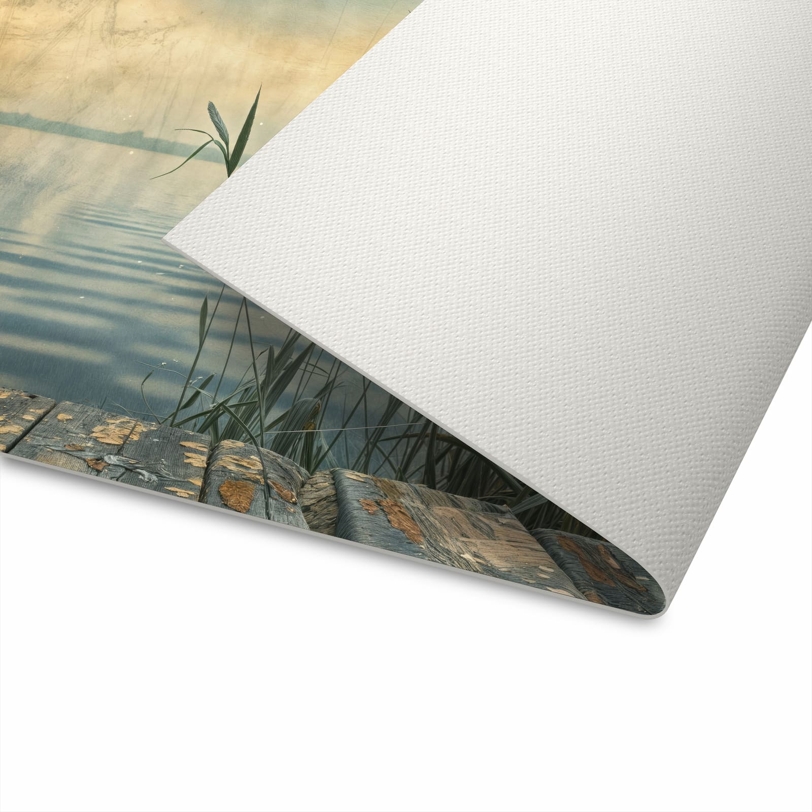 Schmutzabweisender Küchenteppich mit Motiv Seeufer Abendstimmung in der Unterseite