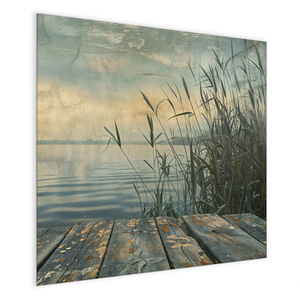Magnettafel mit dem Motiv Steg am Schilfsee