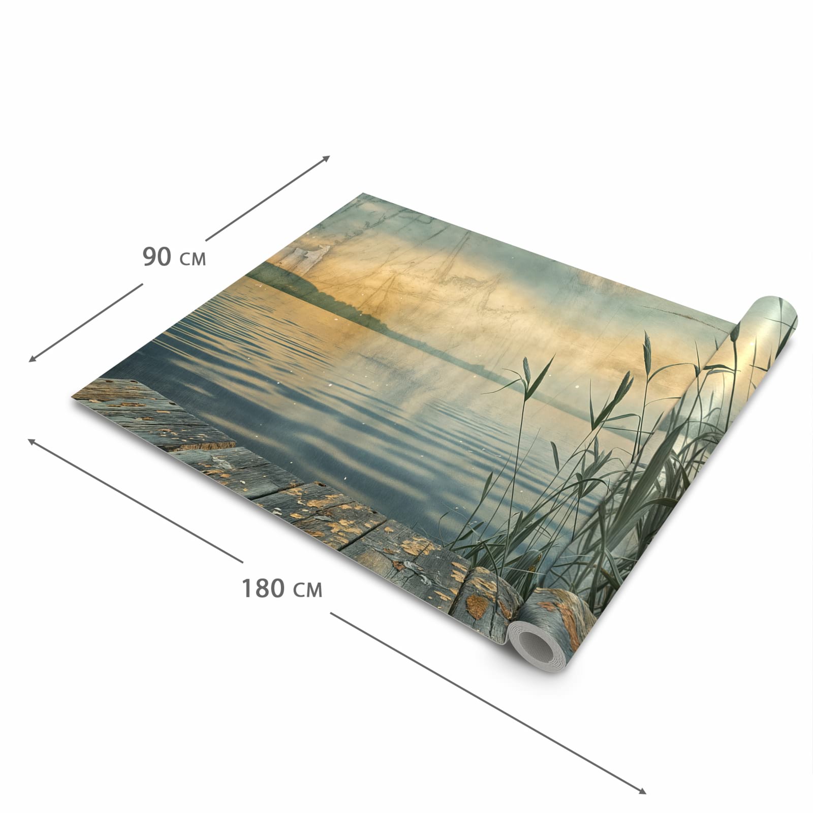 Rutschfester Küchenläufer mit Motiv Seeufer Abendstimmung in der Grösse 60x180 cm