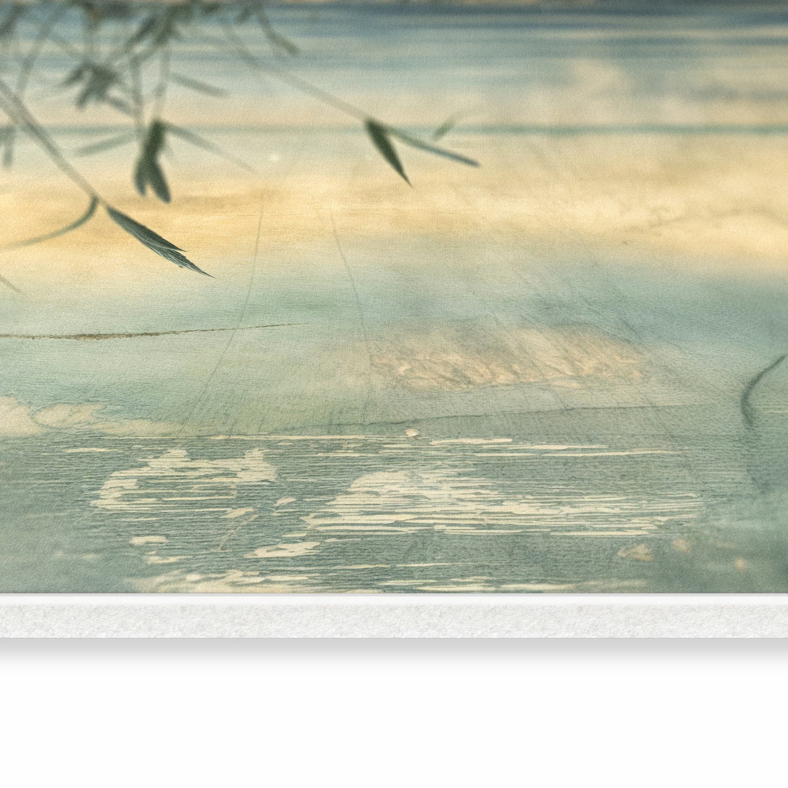 Farbbeständiger Küchenvorleger mit Motiv Seeufer Abendstimmung in seitlicher Ansicht