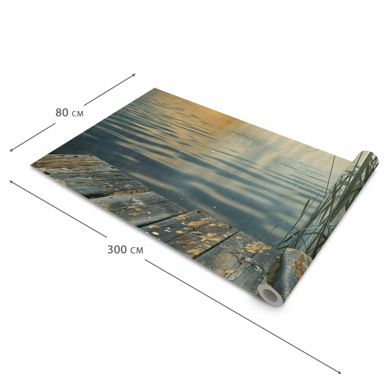 Rutschhemmender waschbarer Küchenläufer mit Motiv Seeufer Abendstimmung in der Größe 60x180 cm