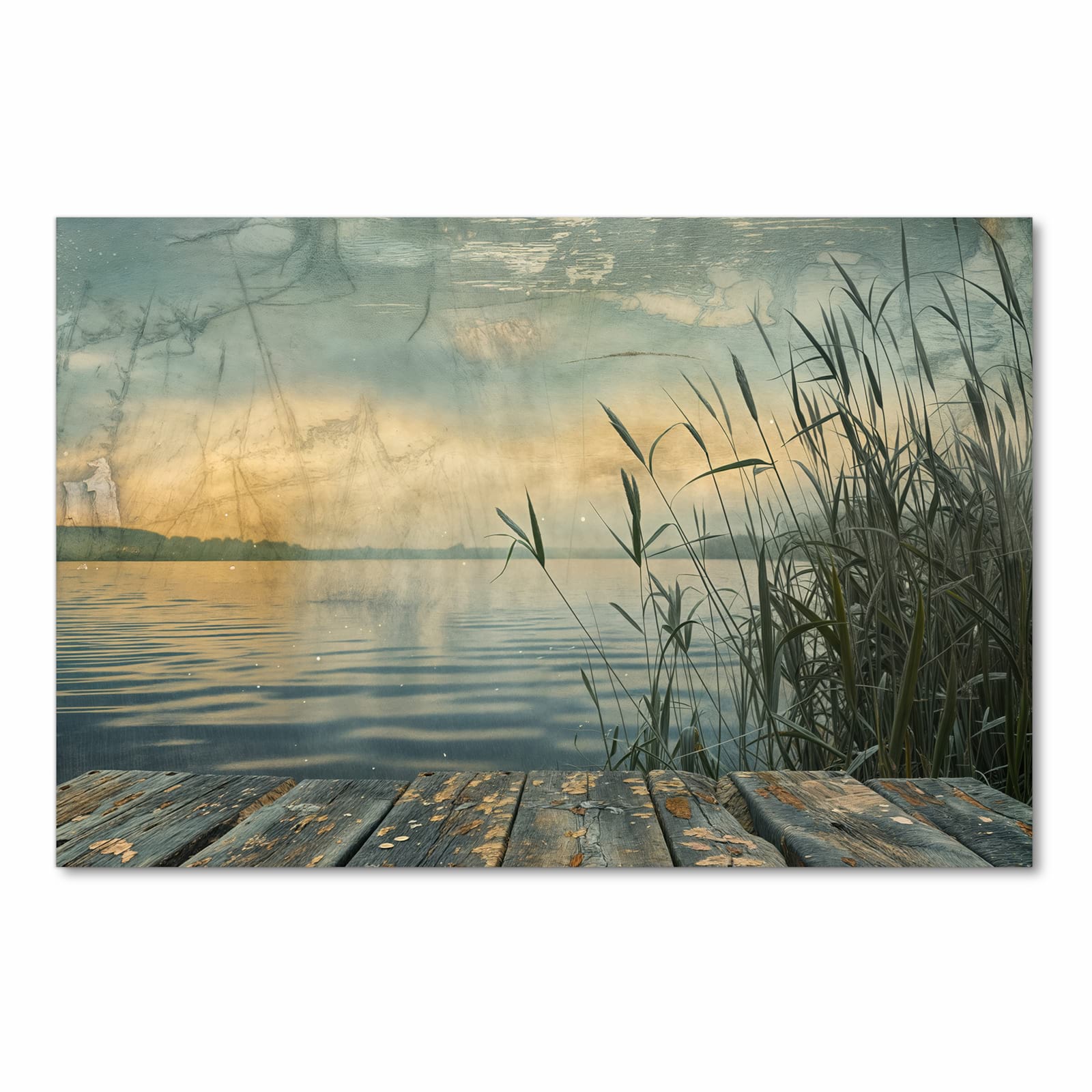 Rutschfester Teppichläufer für die Küche mit Motiv Seeufer Abendstimmung in Frontansicht