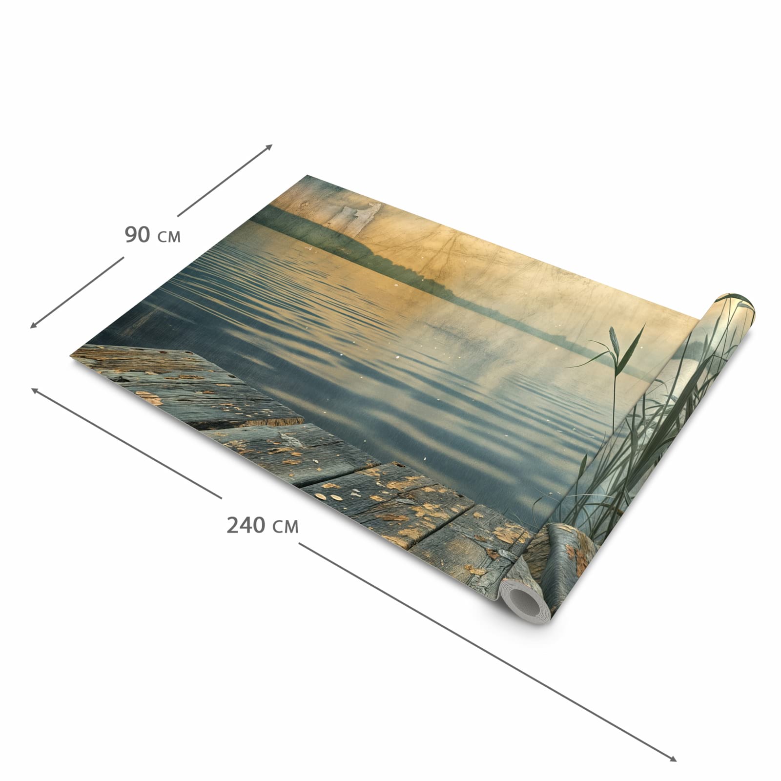 Rutschfester Küchenläufer mit Motiv Seeufer Abendstimmung in der Grösse 60x180 cm für angenehme Haptik