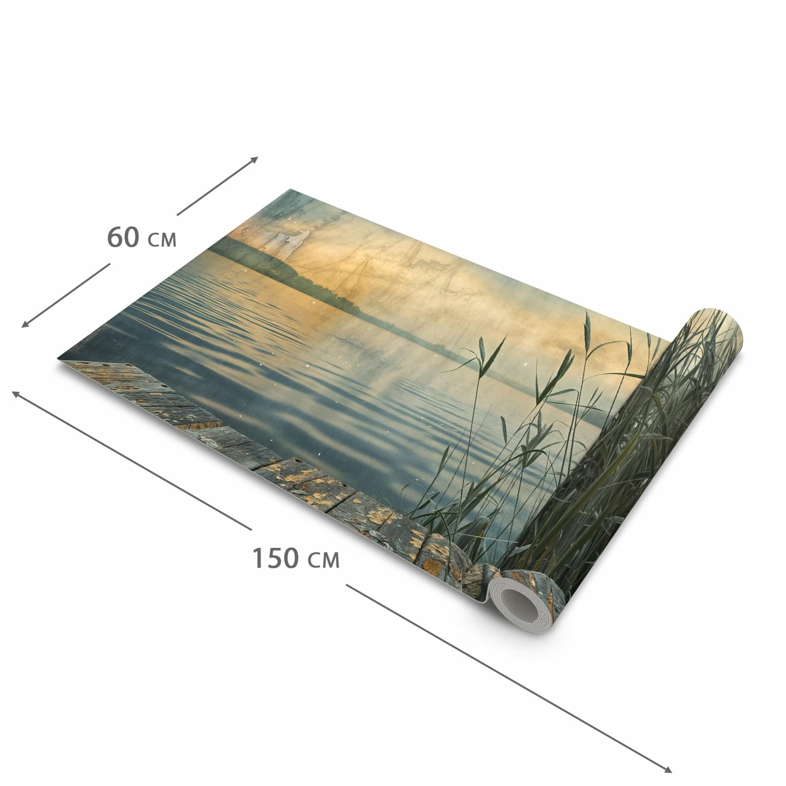 Rutschfester Küchenteppich mit Motiv Seeufer Abendstimmung in der Größe 60x150 cm für Trittkomfort