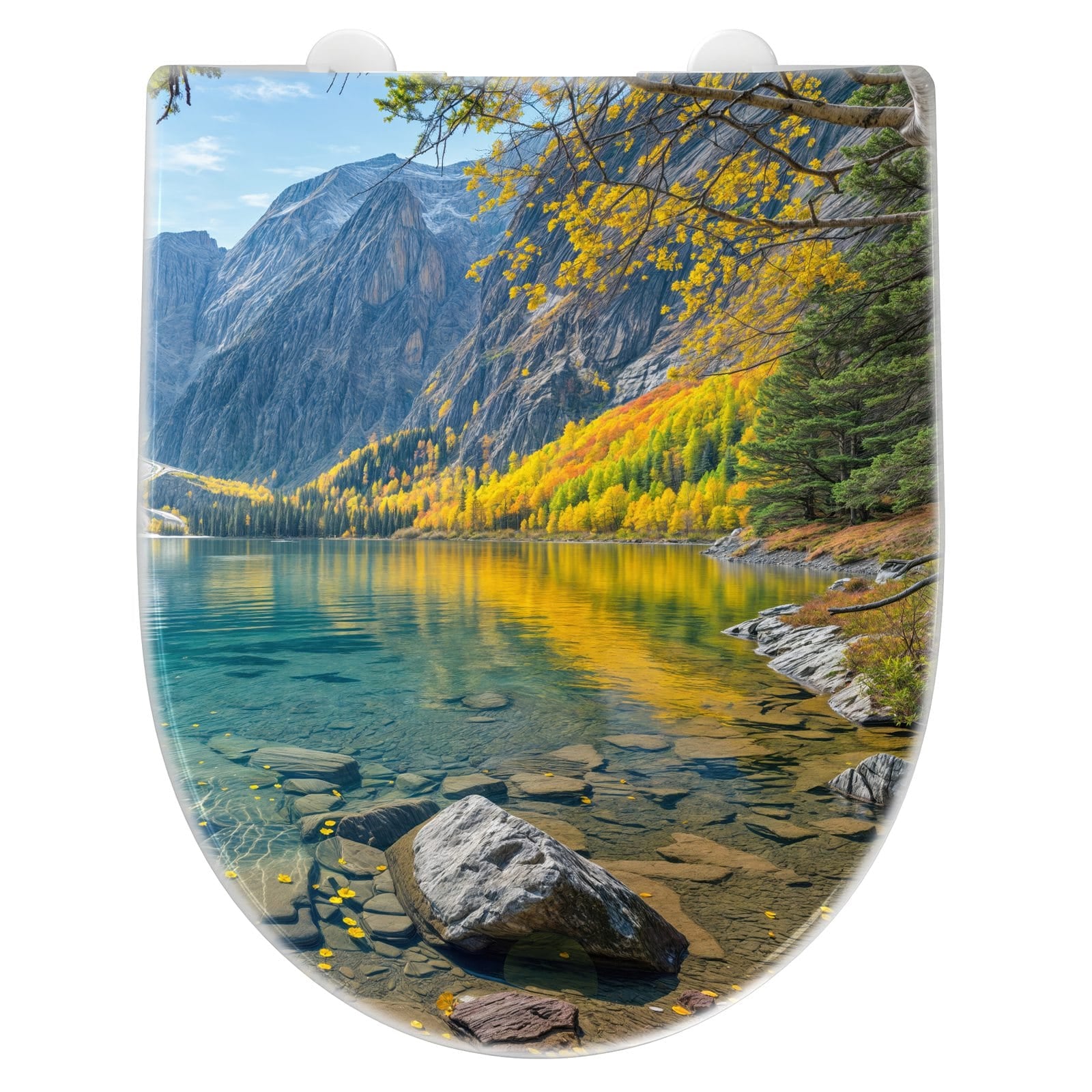 WC-Sitz mit Absenkautomatik Bergsee im Herbst
