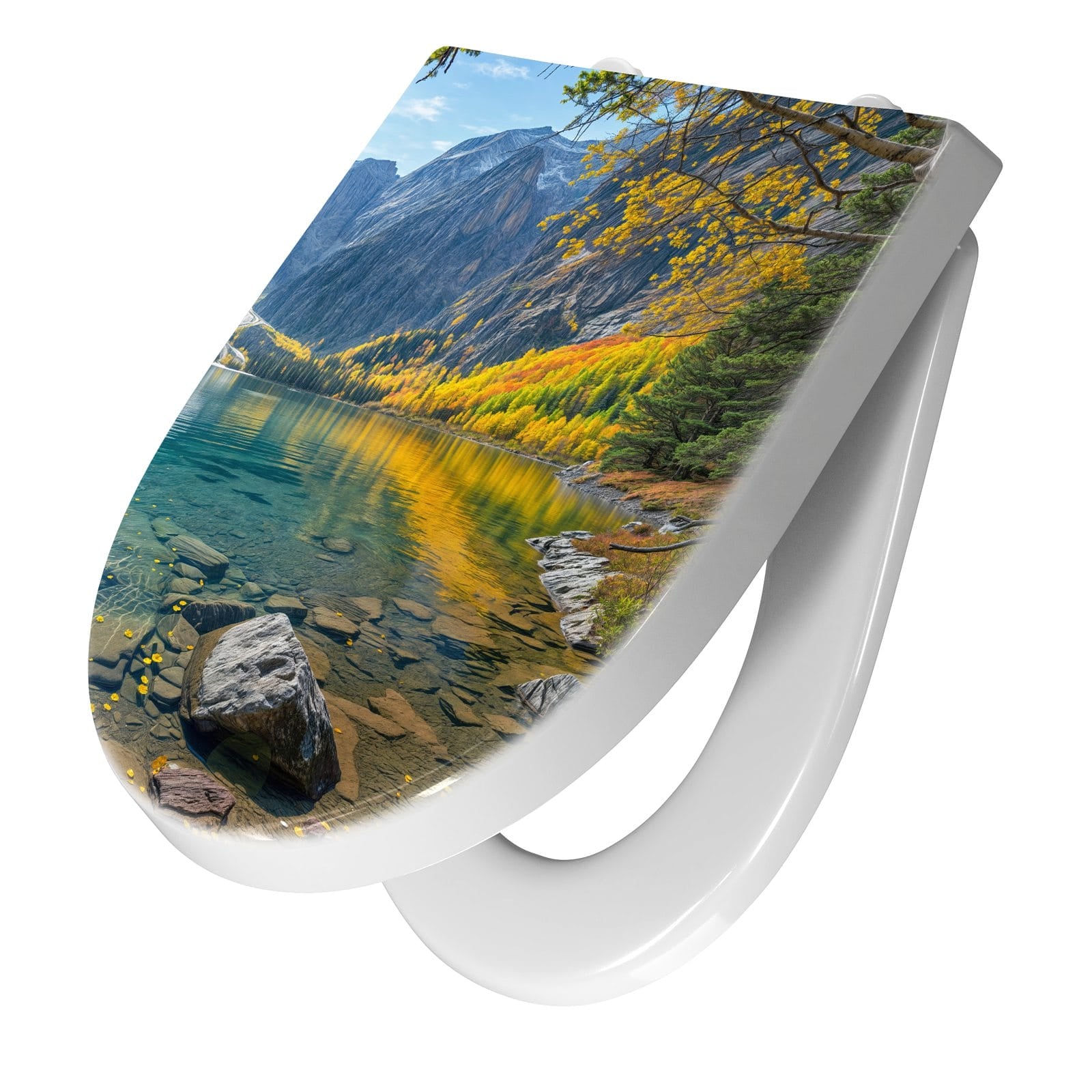 WC-Sitz mit Absenkautomatik Bergsee im Herbst