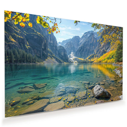 Wandbild mit dem Motiv Bergsee im Herbst