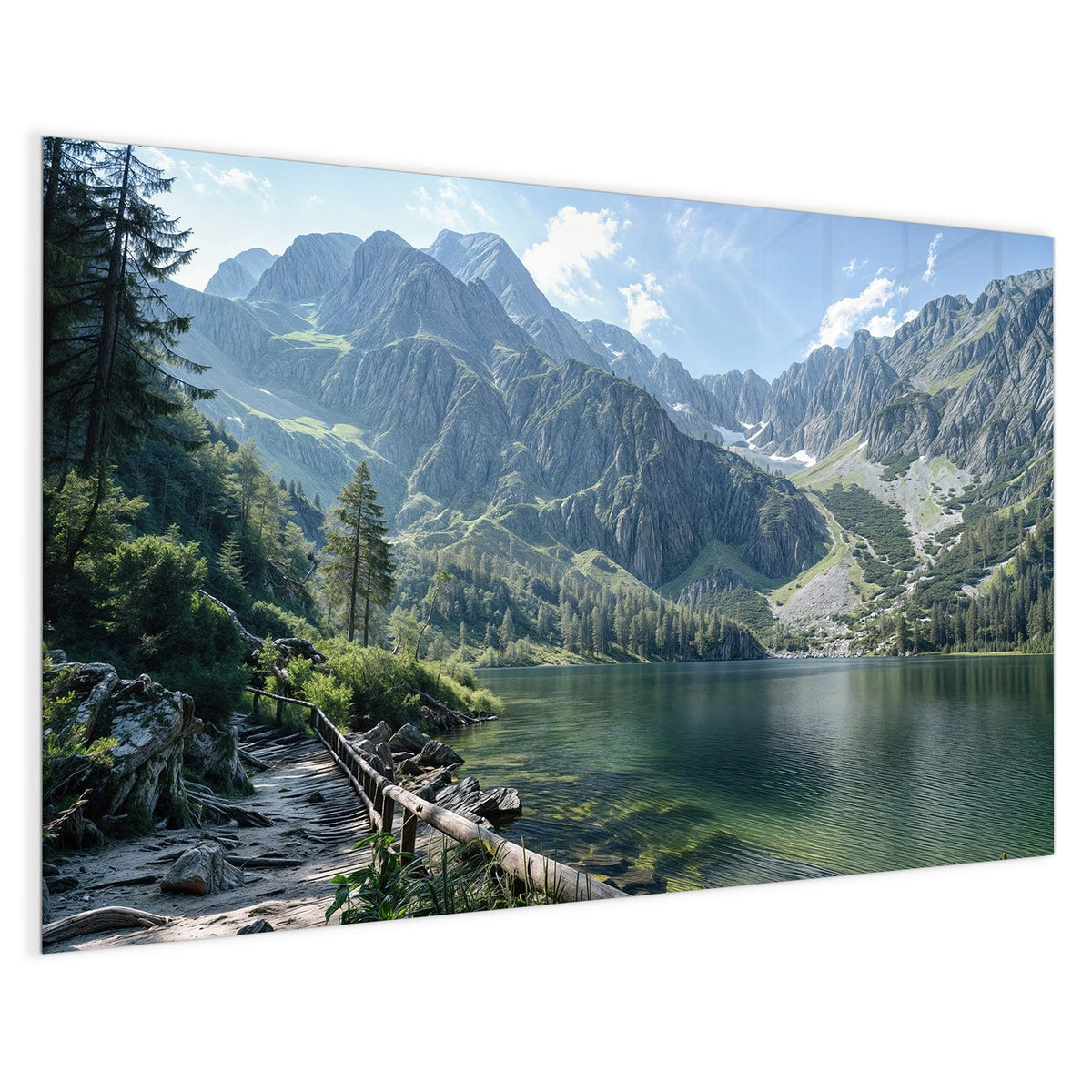 4 mm Glas statt lackiertem Blech – Magnettafel - Grüner Bergsee