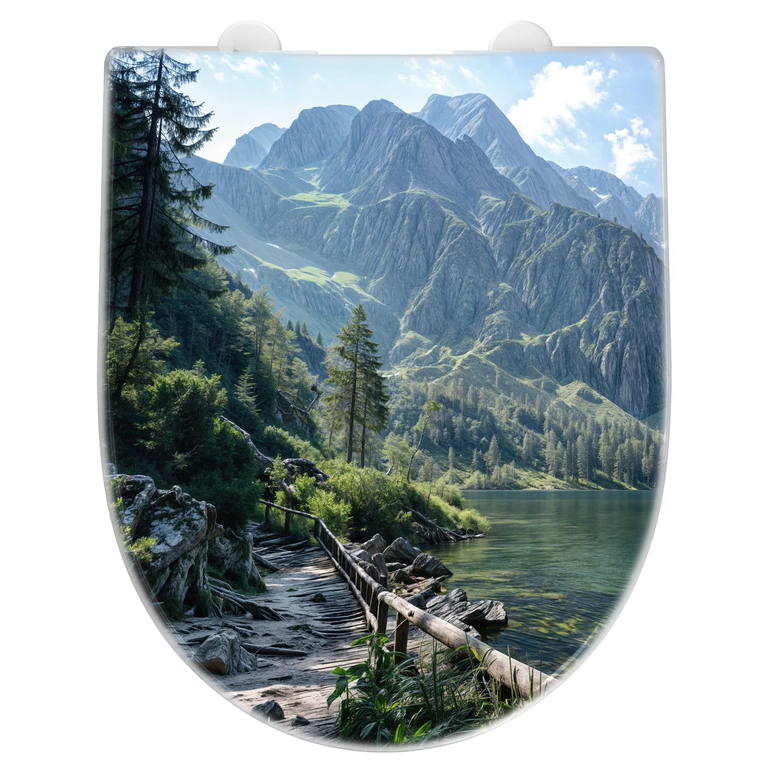 WC-Sitz mit Absenkautomatik Berglandschaft See