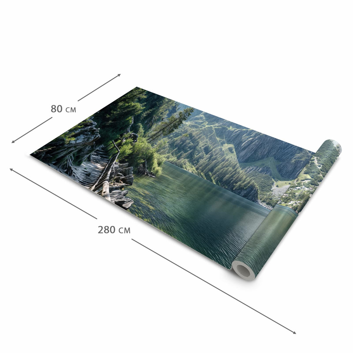 Bodenläufer mit Motiv Berglandschaft See in der Grösse 60x150 cm für sichere Aufbewahrung