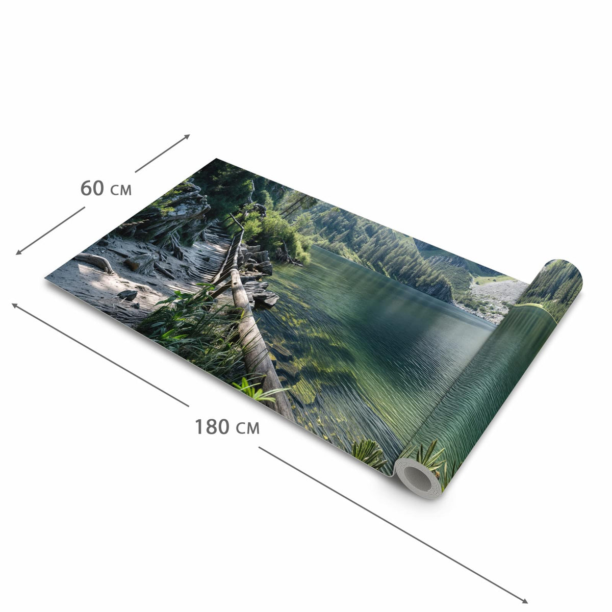 Rutschfester Läufer für Flur mit Motiv Berglandschaft See in der Grösse 60x150 cm