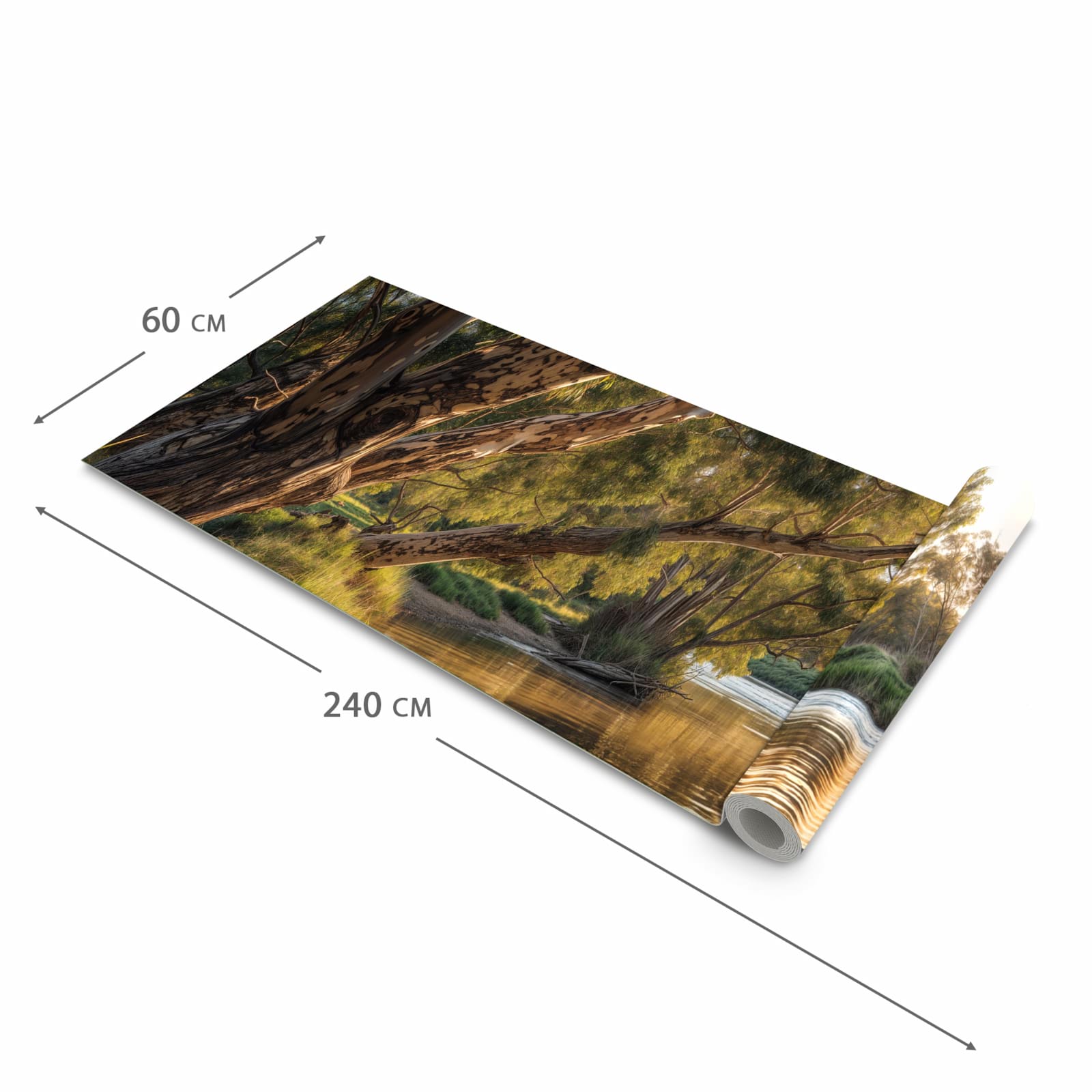 Geruchsneutraler Küchenläufer mit Motiv Baum am Flussufer in der Grösse 60x120 cm