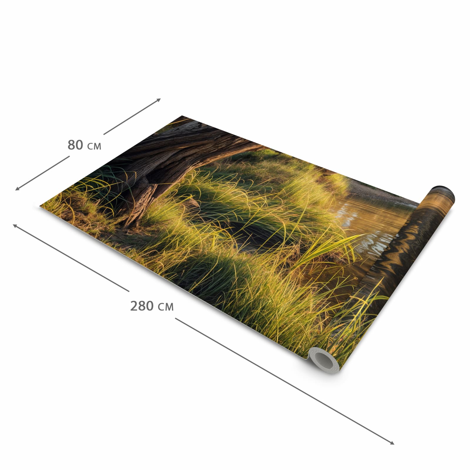 Pflegeleichter Küchenläufer mit Motiv Baum am Flussufer in der Grösse 60x150 cm