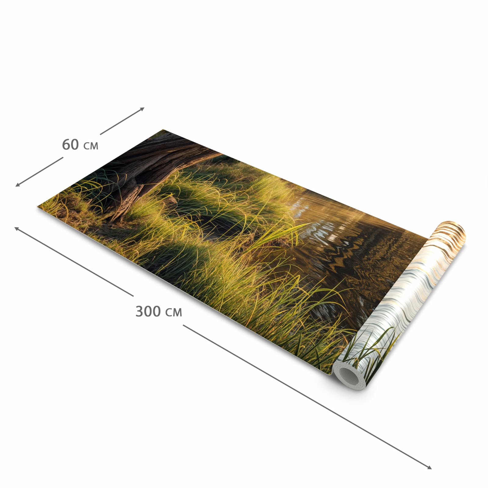 Flacher Küchenteppich mit Motiv Baum am Flussufer in der Grösse 60x150 cm