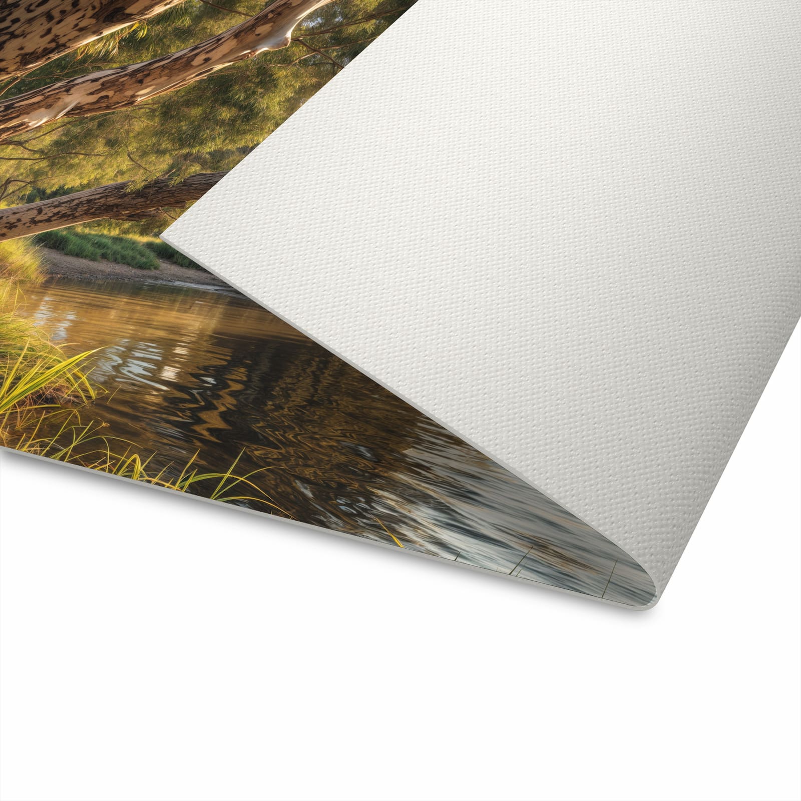 Wasserabweisender Küchenläufer mit Motiv Baum am Flussufer in der Unterseite