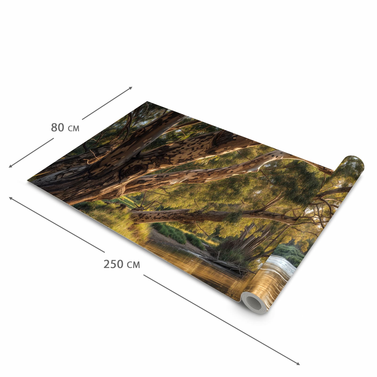 Rutschhemmender Küchenläufer mit Motiv Baum am Flussufer in der Größe 60x150 cm