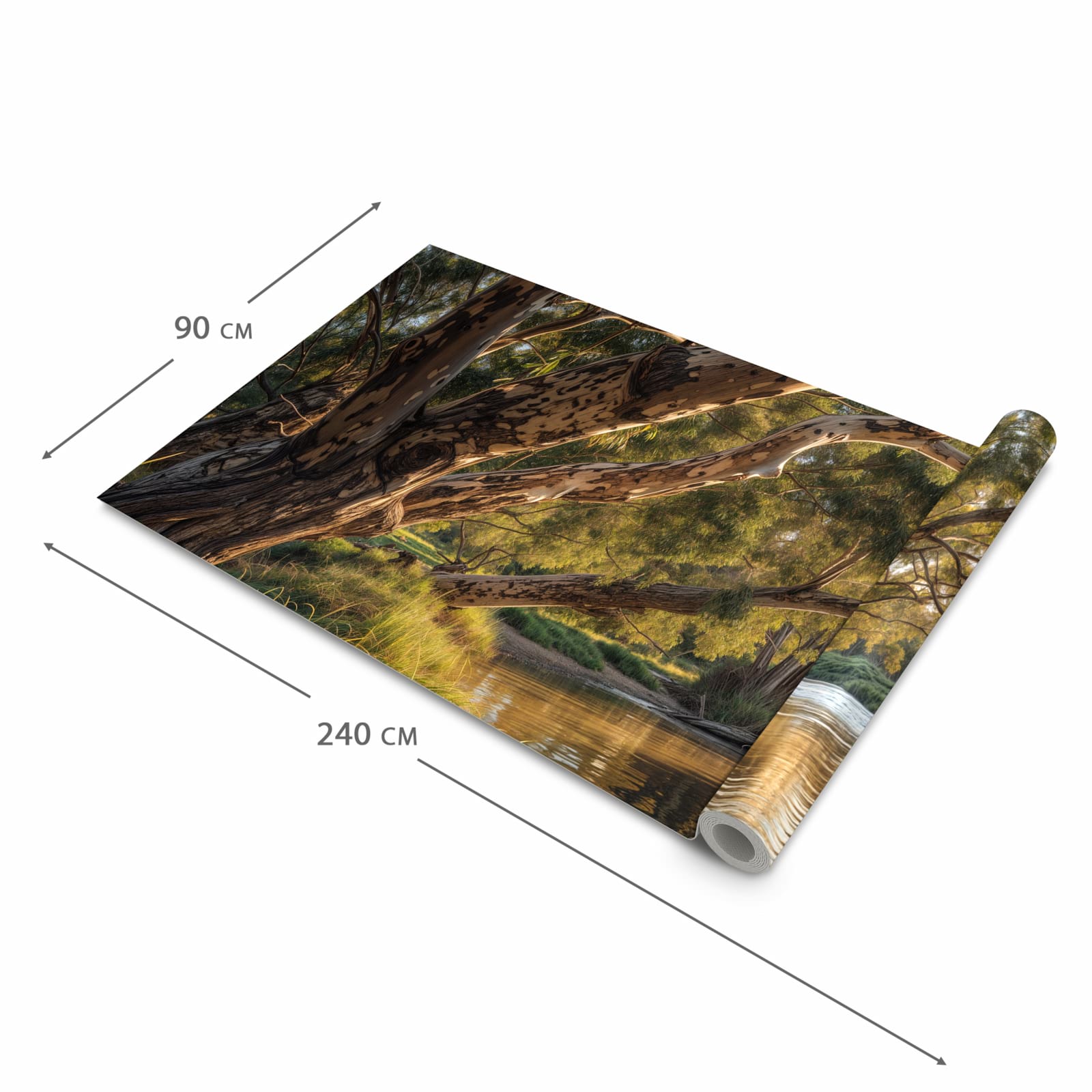 Strapazierfähiger waschbarer Küchenläufer mit Motiv Baum am Flussufer in der Grösse 60x150 cm