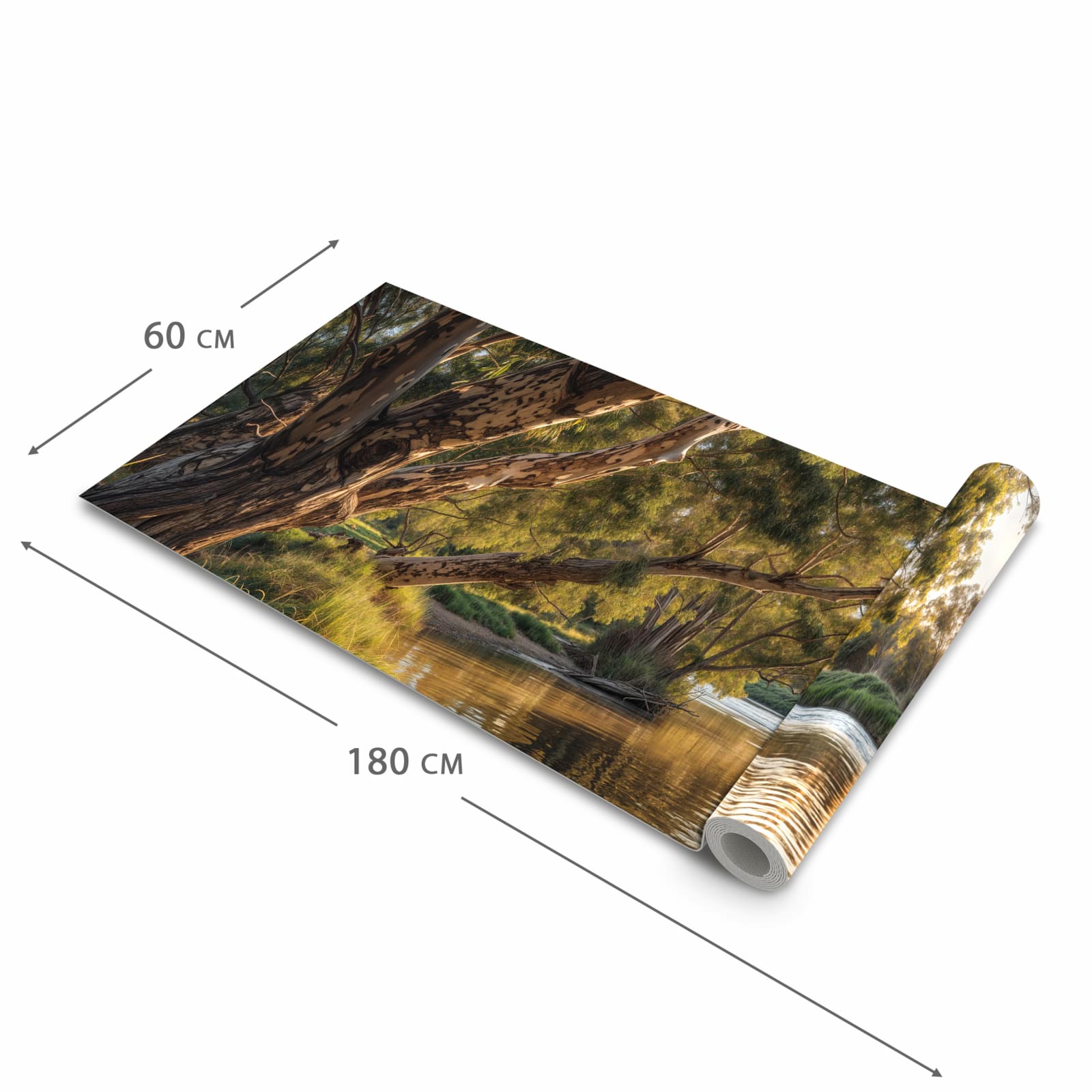 Schmutzabweisender Läufer für die Küche mit Motiv Baum am Flussufer in der Grösse 60x120 cm