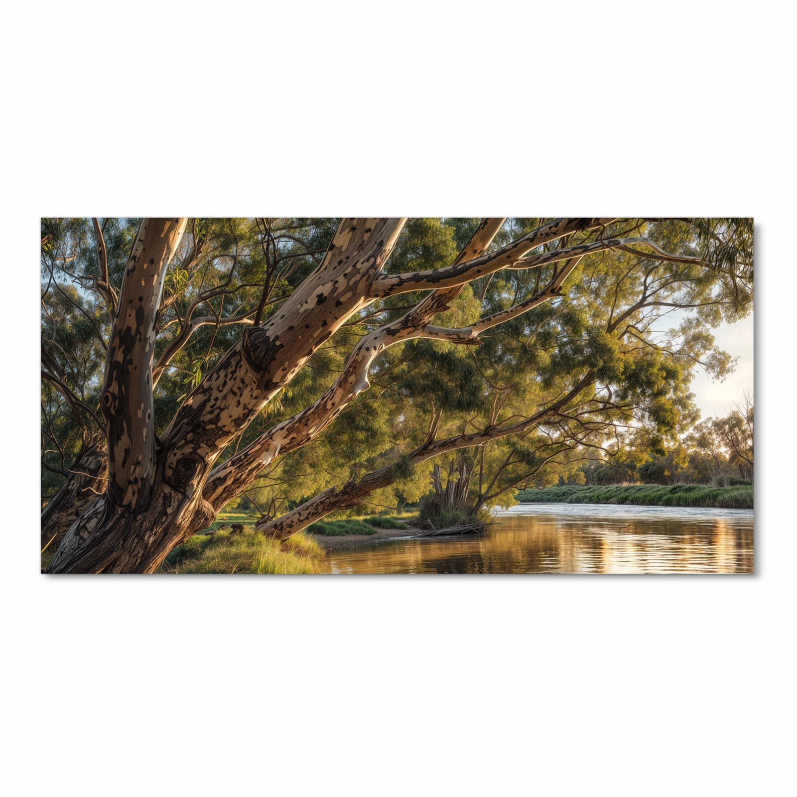 Rutschfester Küchenläufer mit Motiv Baum am Flussufer in Frontansicht