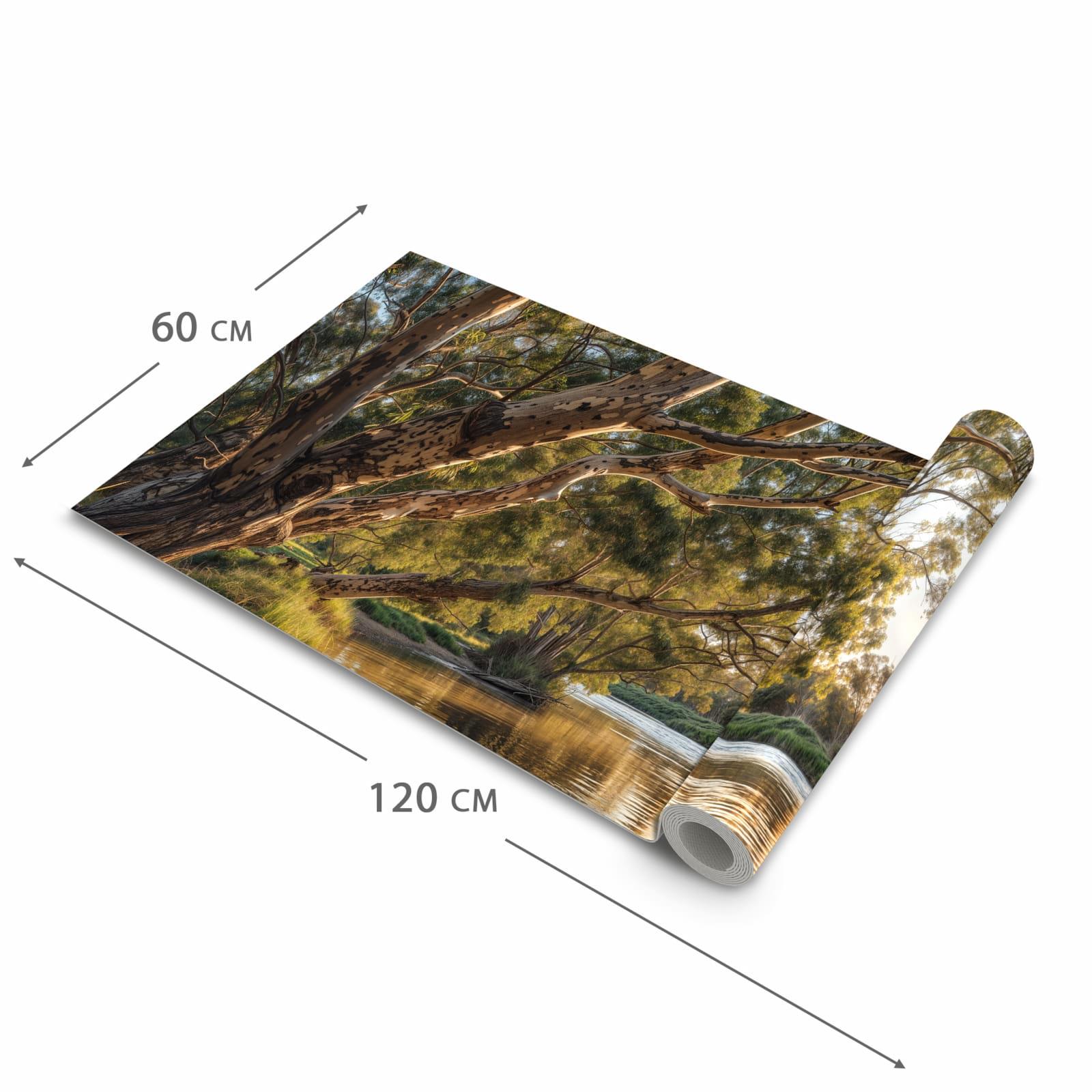 Wasserabweisender Küchenteppich mit Motiv Baum am Flussufer in der Grösse 60x120 cm