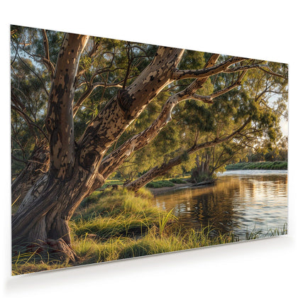 Wandbild mit dem Motiv Baum am Flussufer