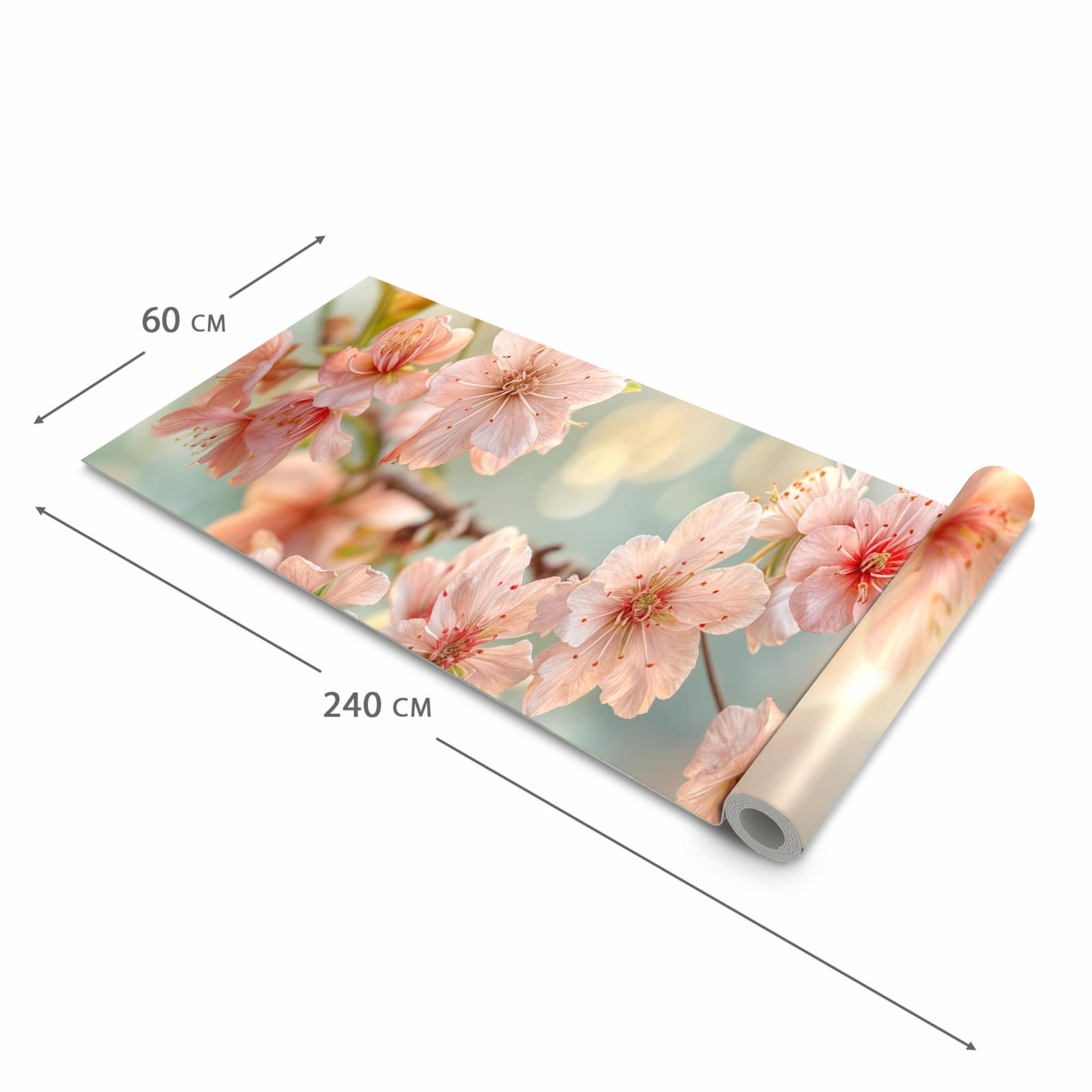 Flacher großer Küchenteppich mit Motiv Kirschblütenzauber in der Größe 60x120 cm