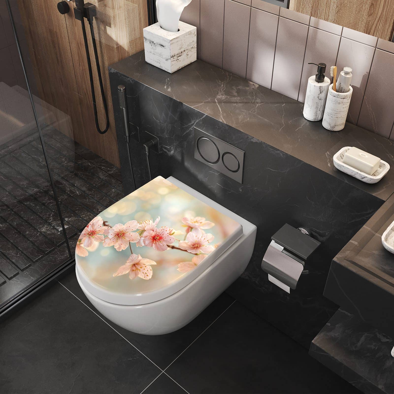 WC-Sitz mit Absenkautomatik Kirschblütenzauber