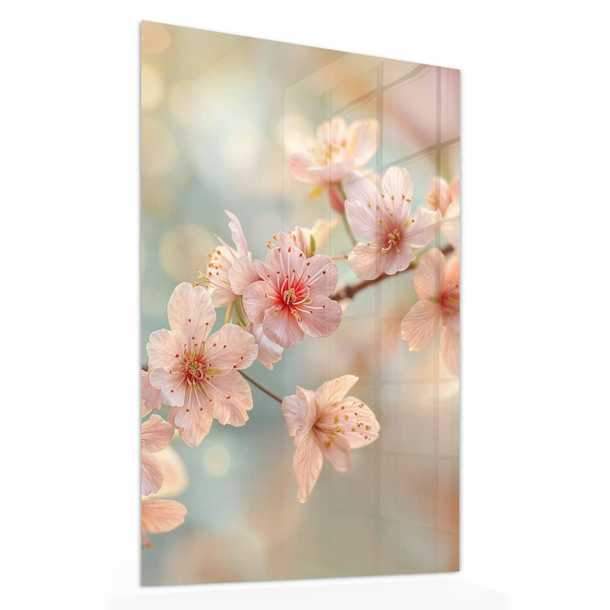 11 Größen – von 30 × 60 bis 60 × 150 cm – Wandbild - Kirschzweig in Blüte - Hochformat