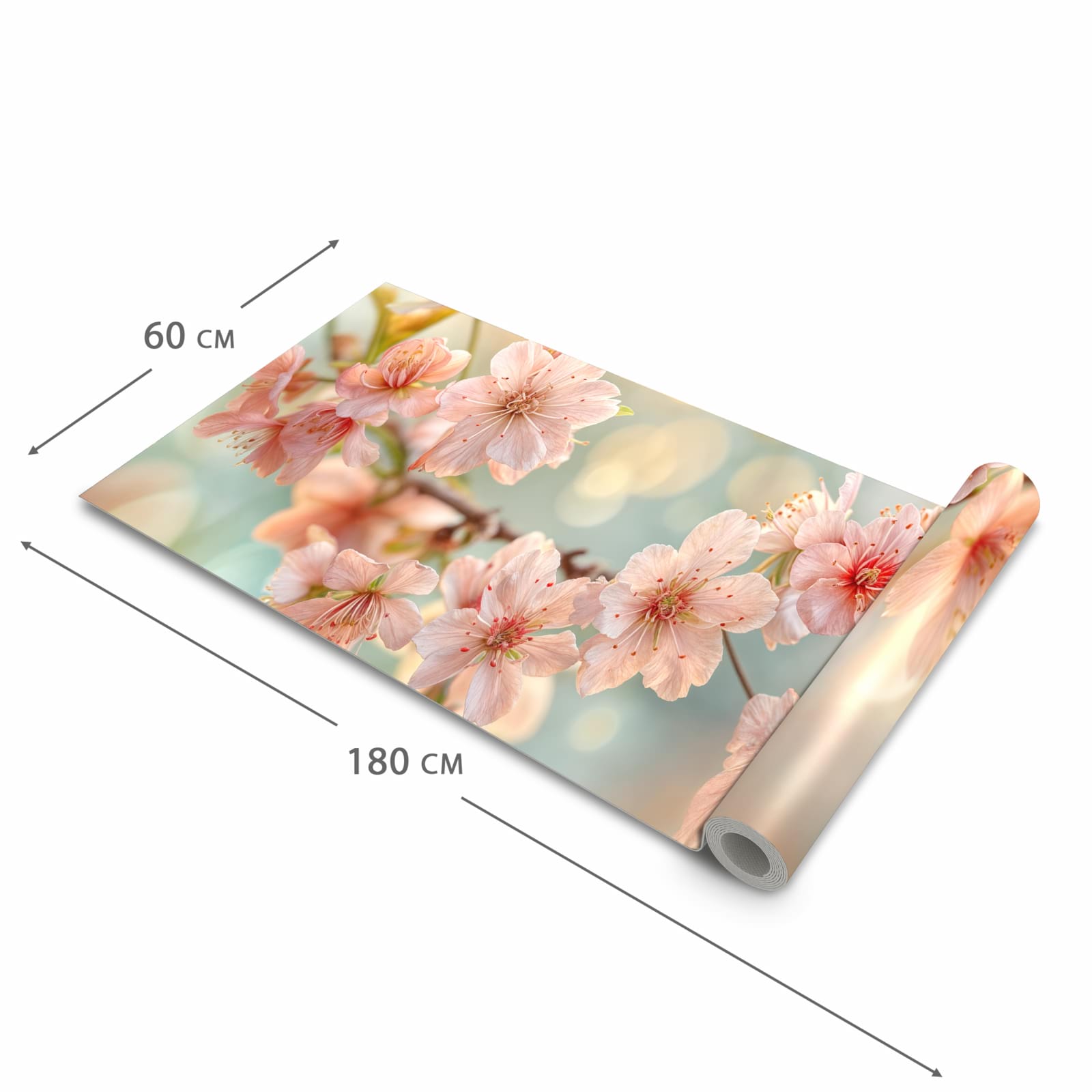 Langlebiger waschbarer Küchenteppich mit Motiv Kirschblütenzauber in der Größe 60x120 cm