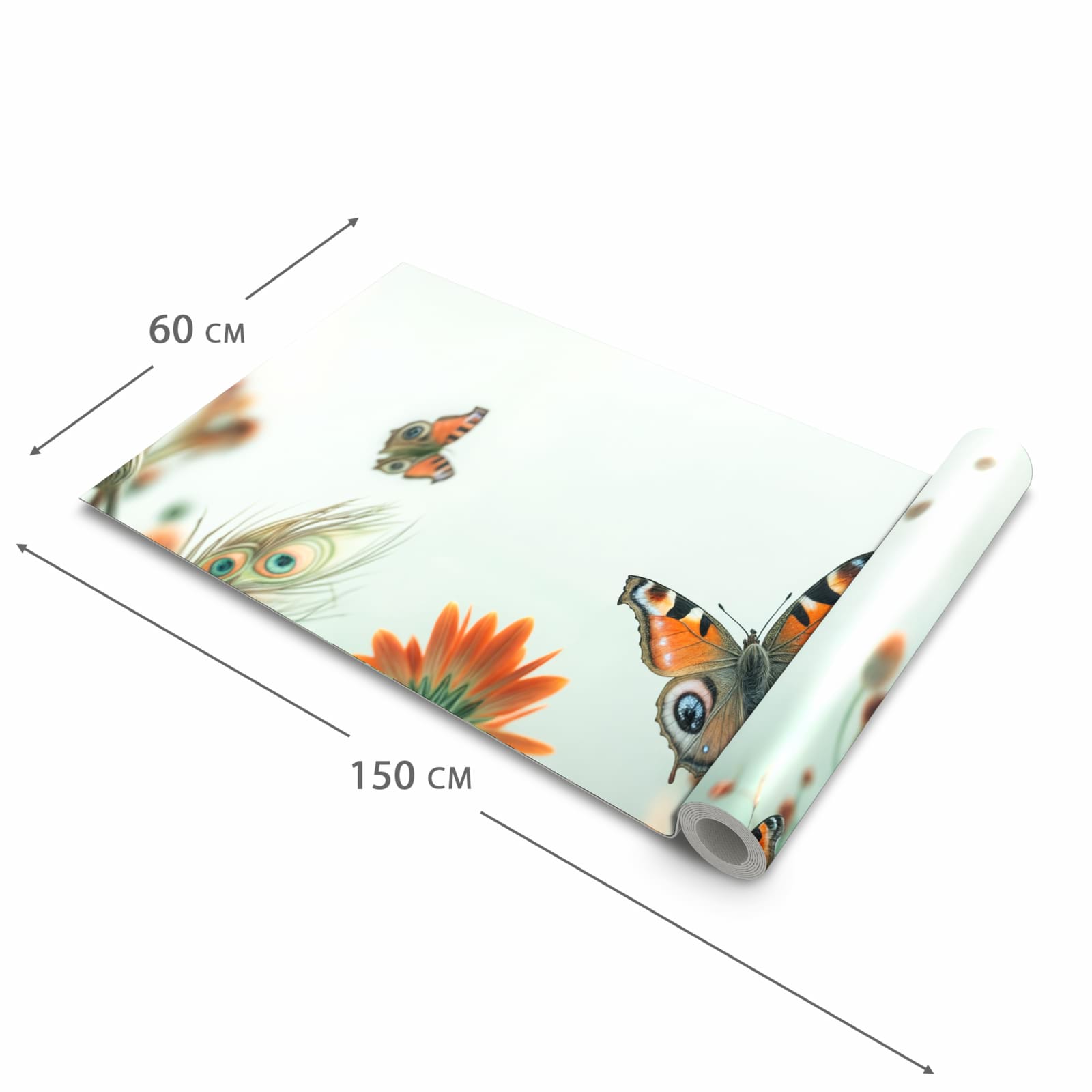 Feuchtigkeitsresistenter Küchenteppich mit Motiv Schmetterling Wiese in der Größe 90x240 cm