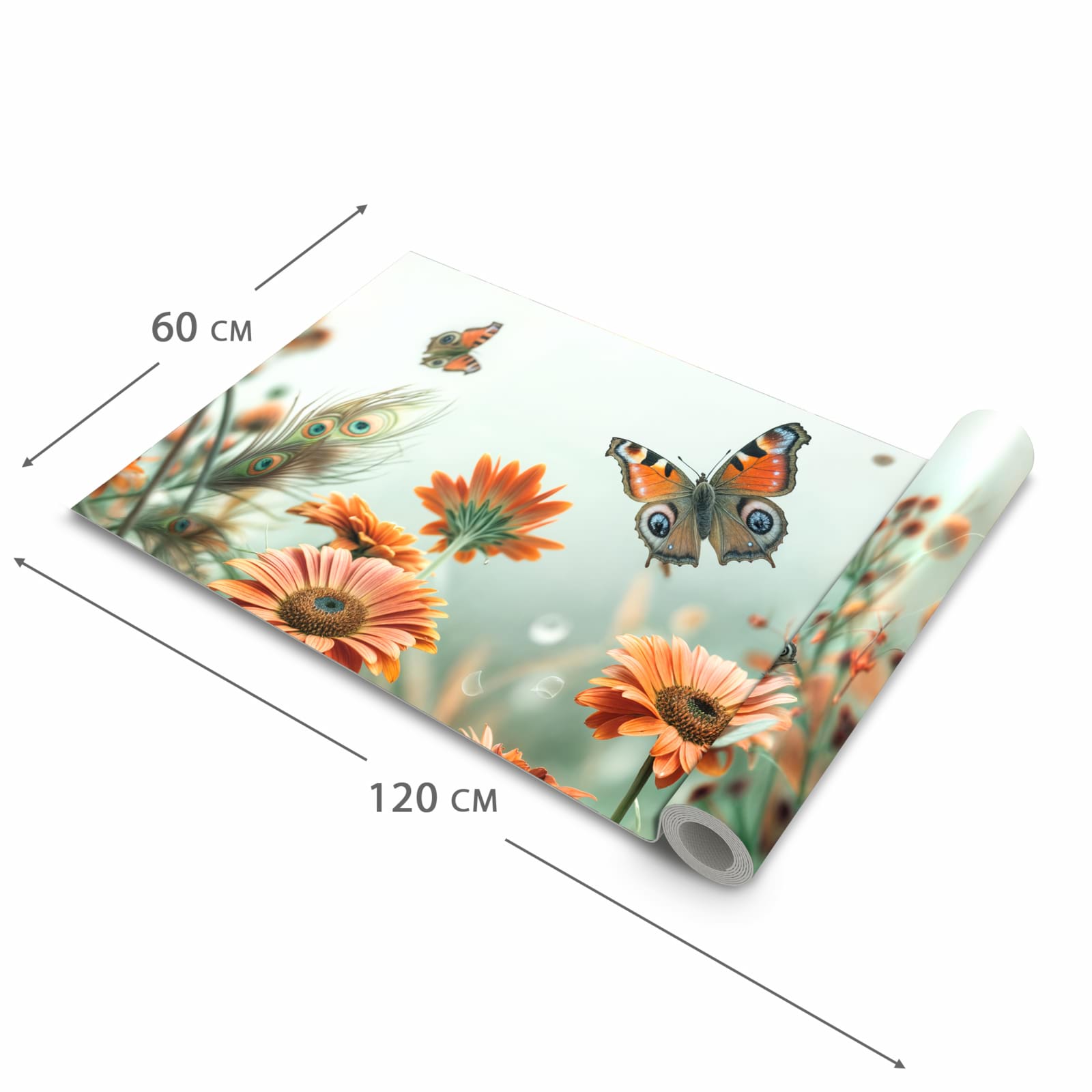 Rutschfester Küchenteppich mit Motiv Schmetterling Wiese in der Größe 90x240 cm