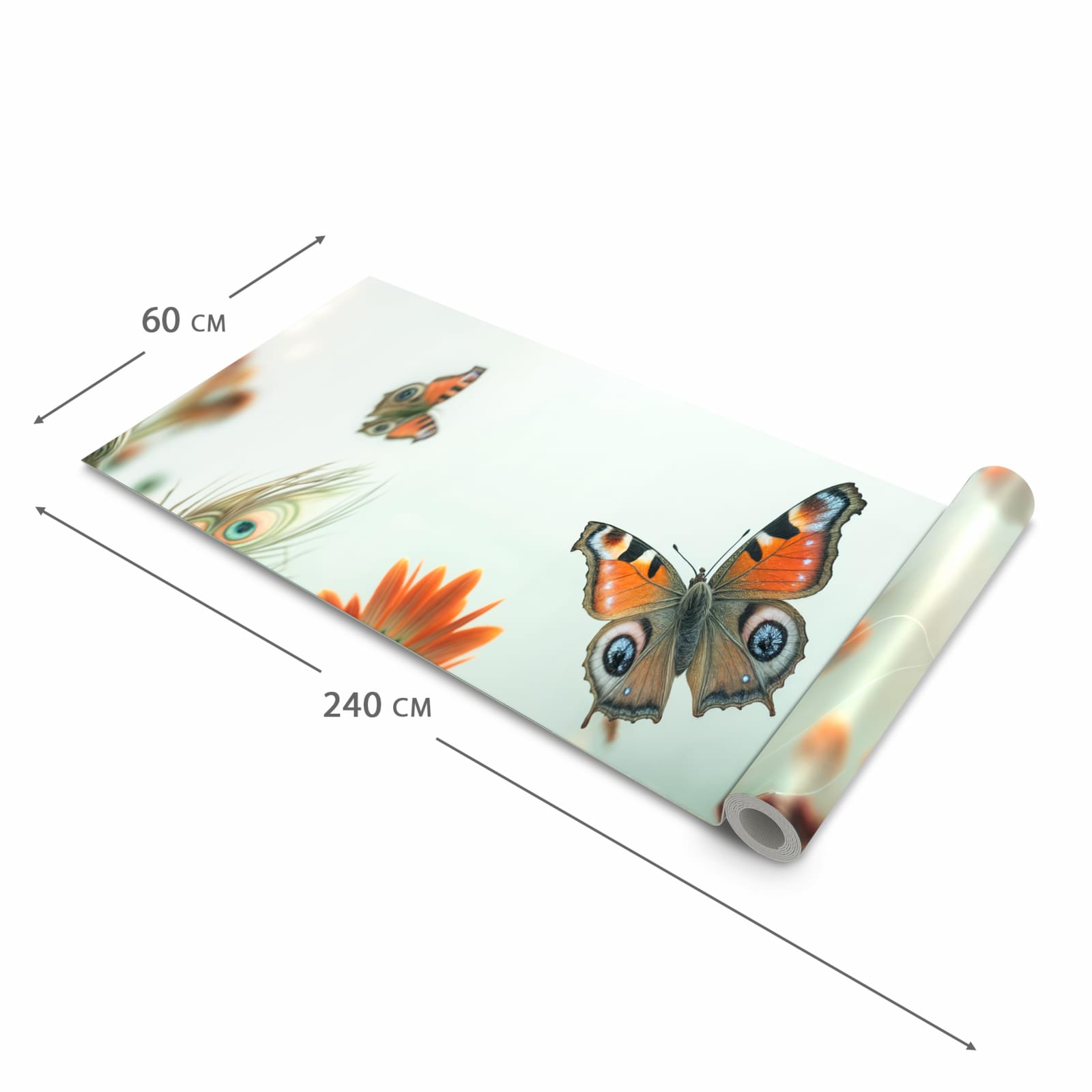 Waschbarer Küchenteppich mit Motiv Schmetterling Wiese in der Grösse 90x240 cm für Ordnung