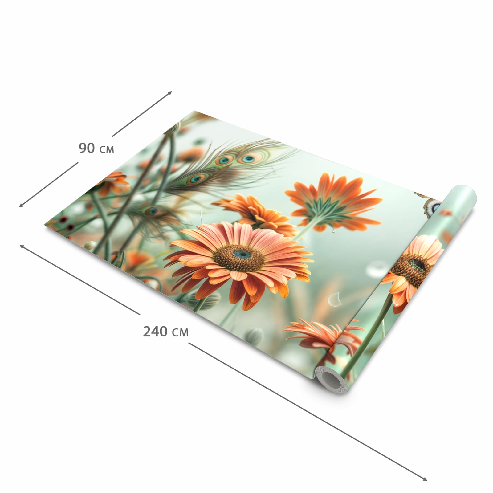 Rutschfester Küchenläufer mit Motiv Schmetterling Wiese in der Grösse 90x240 cm für Trittkomfort