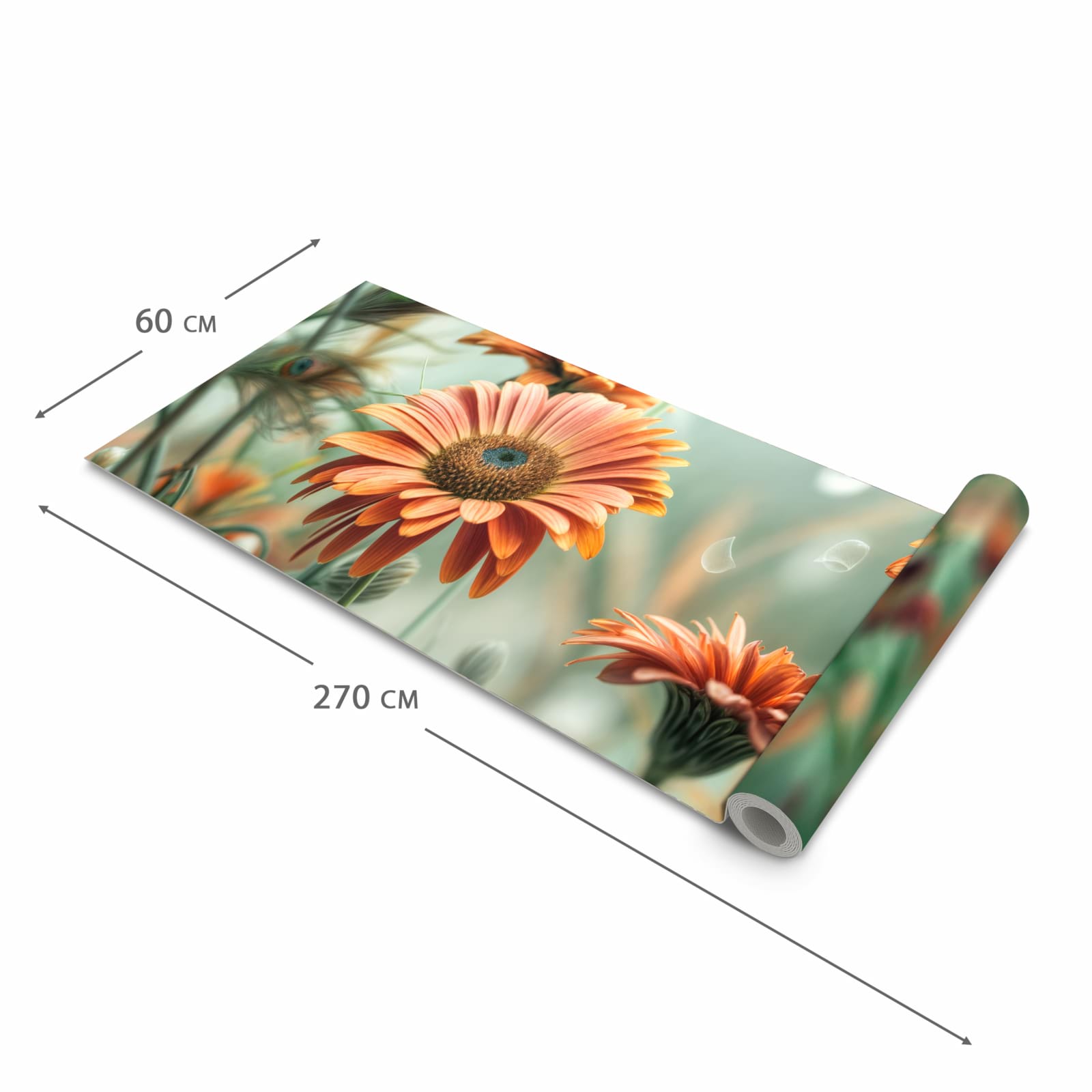 Bodenschonender großer Küchenteppich mit Motiv Schmetterling Wiese in der Größe 90x240 cm