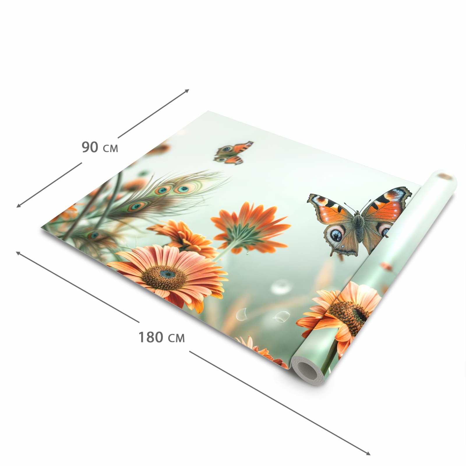 UV-beständiger rutschfester Küchenläufer mit Motiv Schmetterling Wiese in der Grösse 90x240 cm